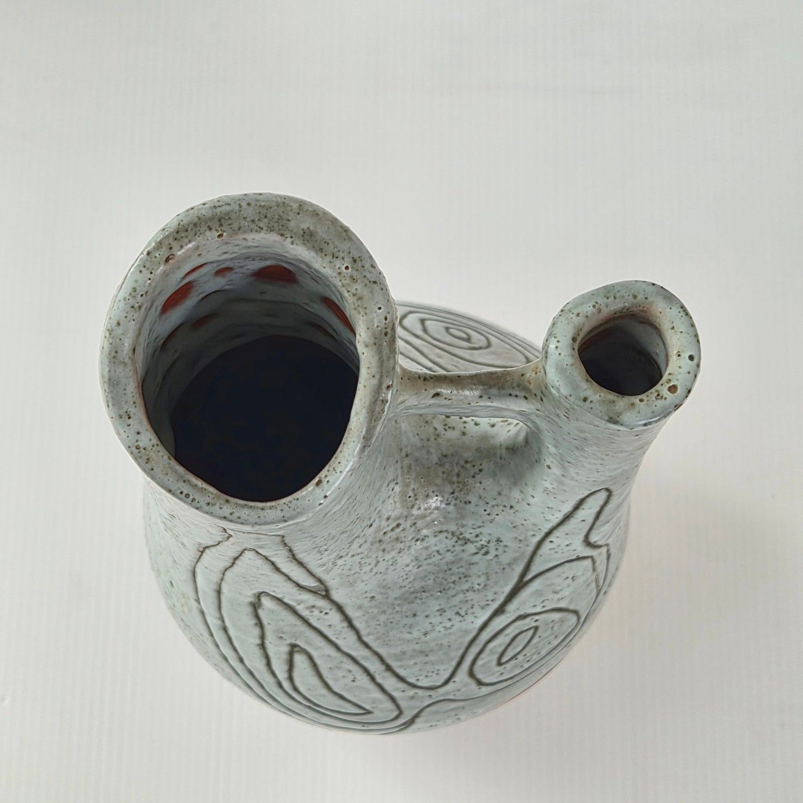 Vintage 1960s Double Neck Ceramic Vase Dlg Accolay Michel Anasse 60s Retro photo vintage