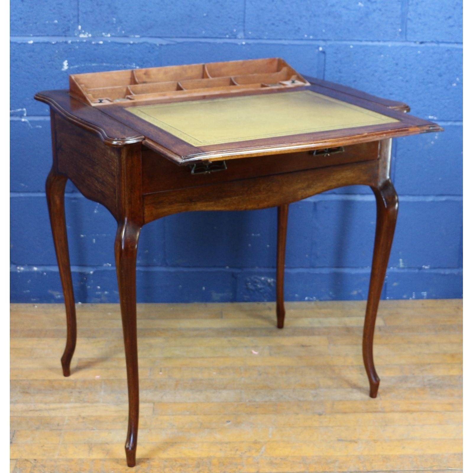 An Excellent Art Nouveau Mahogany And Leather Topped Desk Stones Patent Pop Up Interior