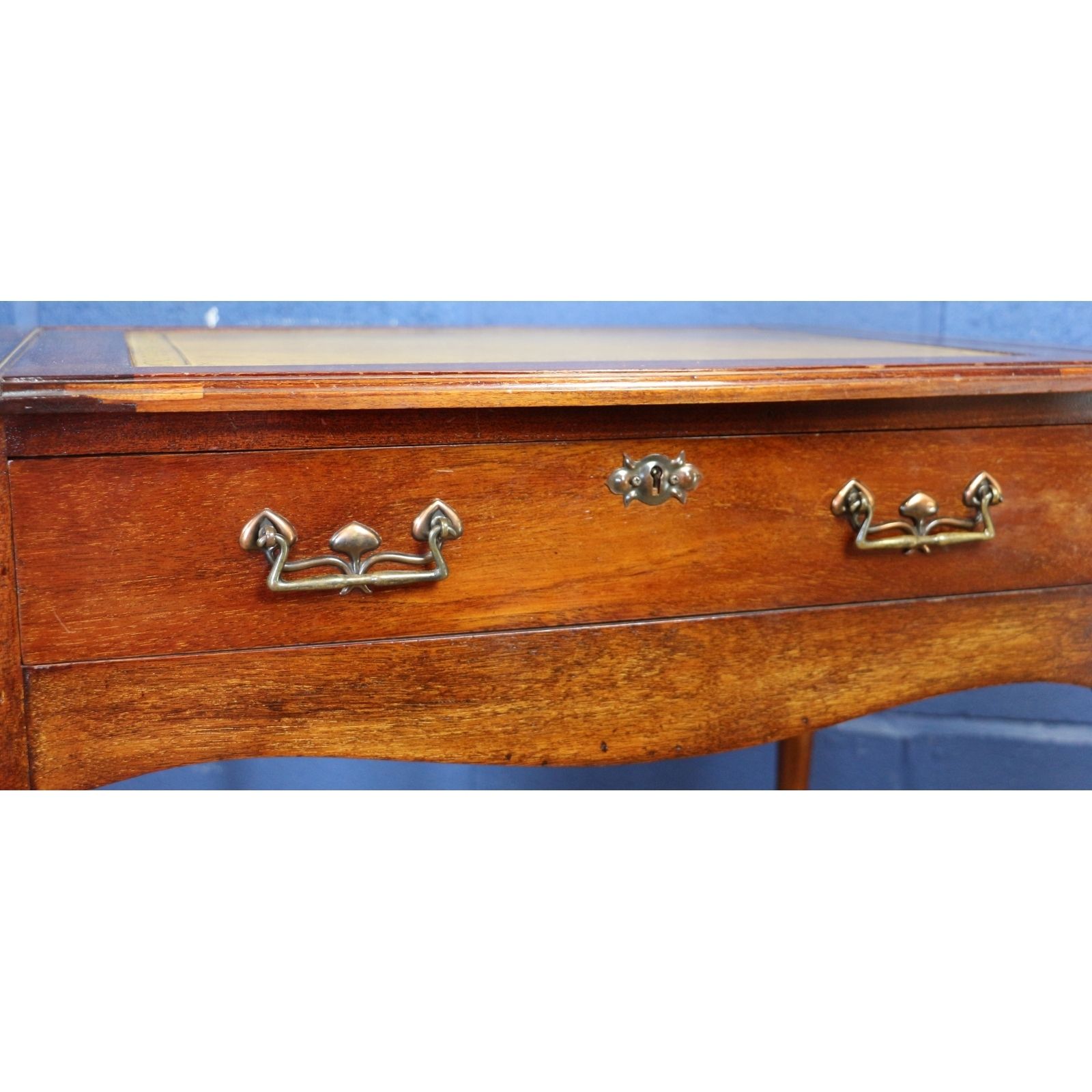 An Excellent Art Nouveau Mahogany And Leather Topped Desk Stones Patent Pop Up Interior photo vintage