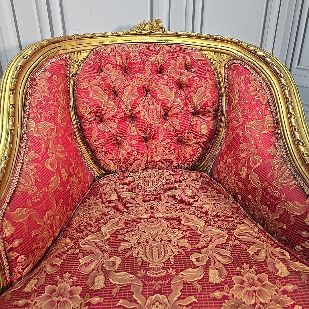 Antique Gilt Armchairs Button Back French Louis Belle époque Revival Chairs photo 620.0