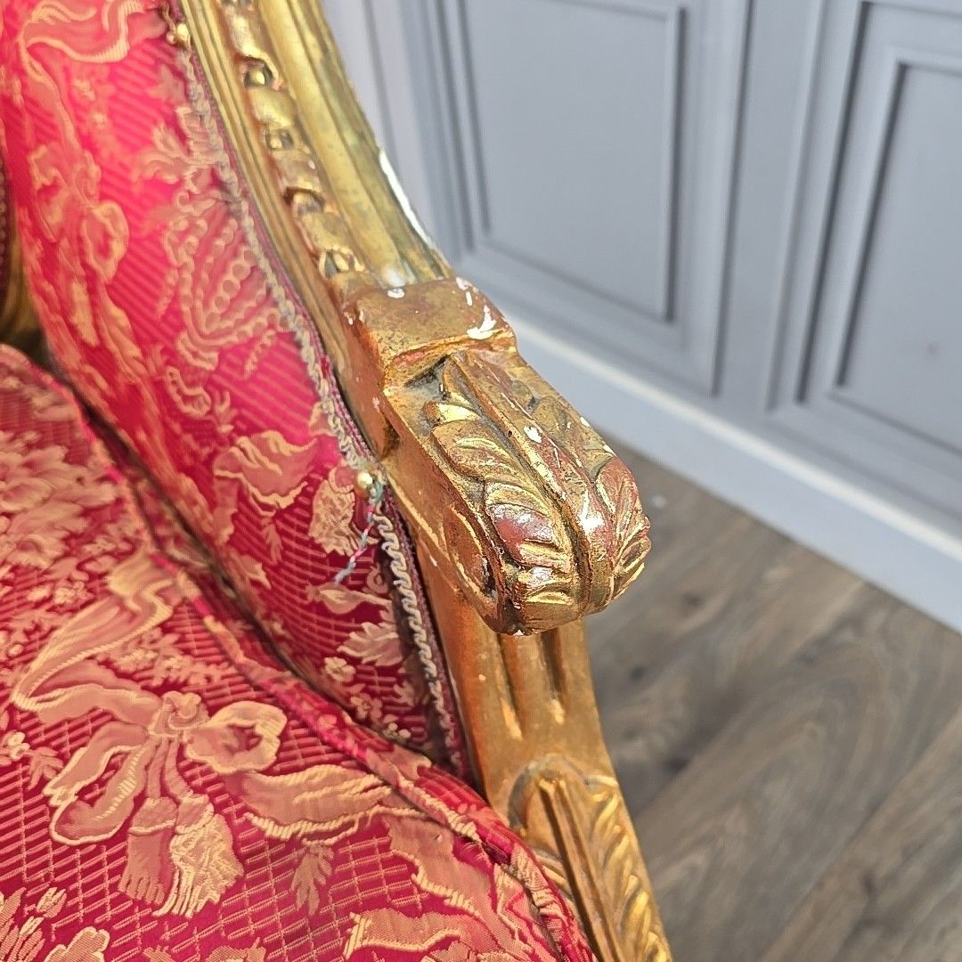 Antique Gilt Armchairs Button Back French Louis Belle époque Revival Chairs photo buy