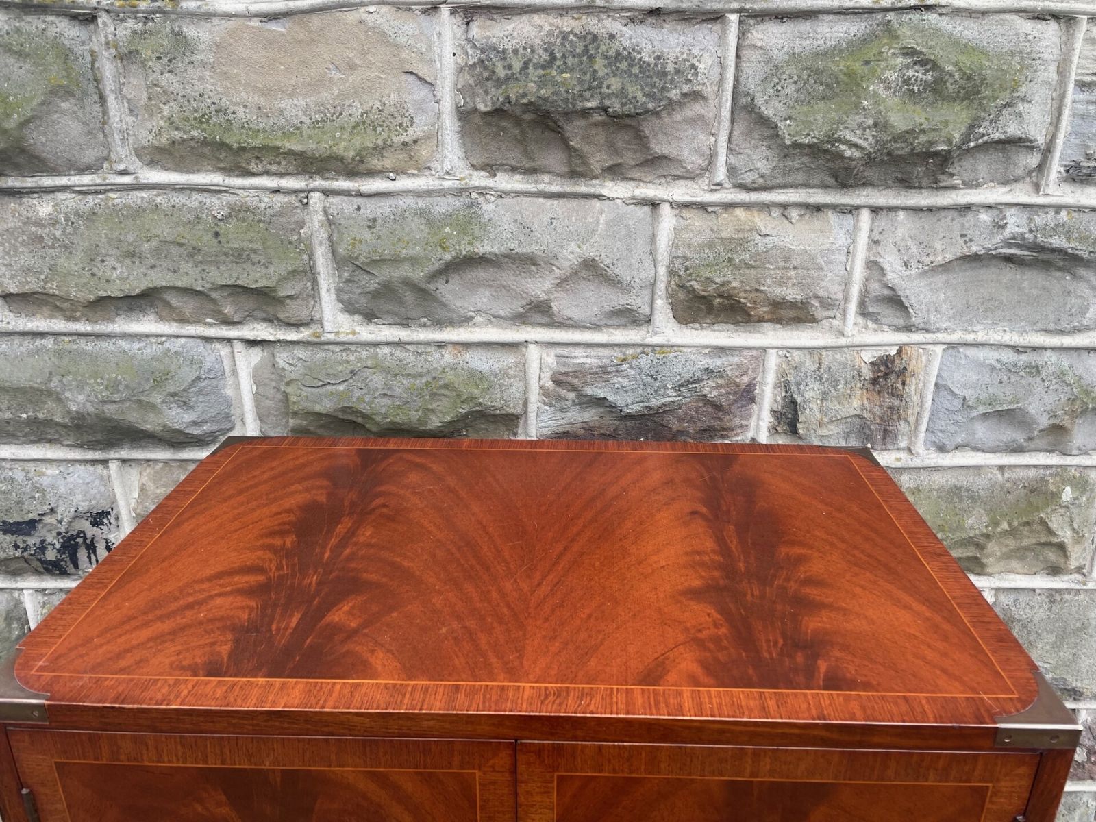 Quality Brass Bound Mahogany Secretaire Chest photo for sale