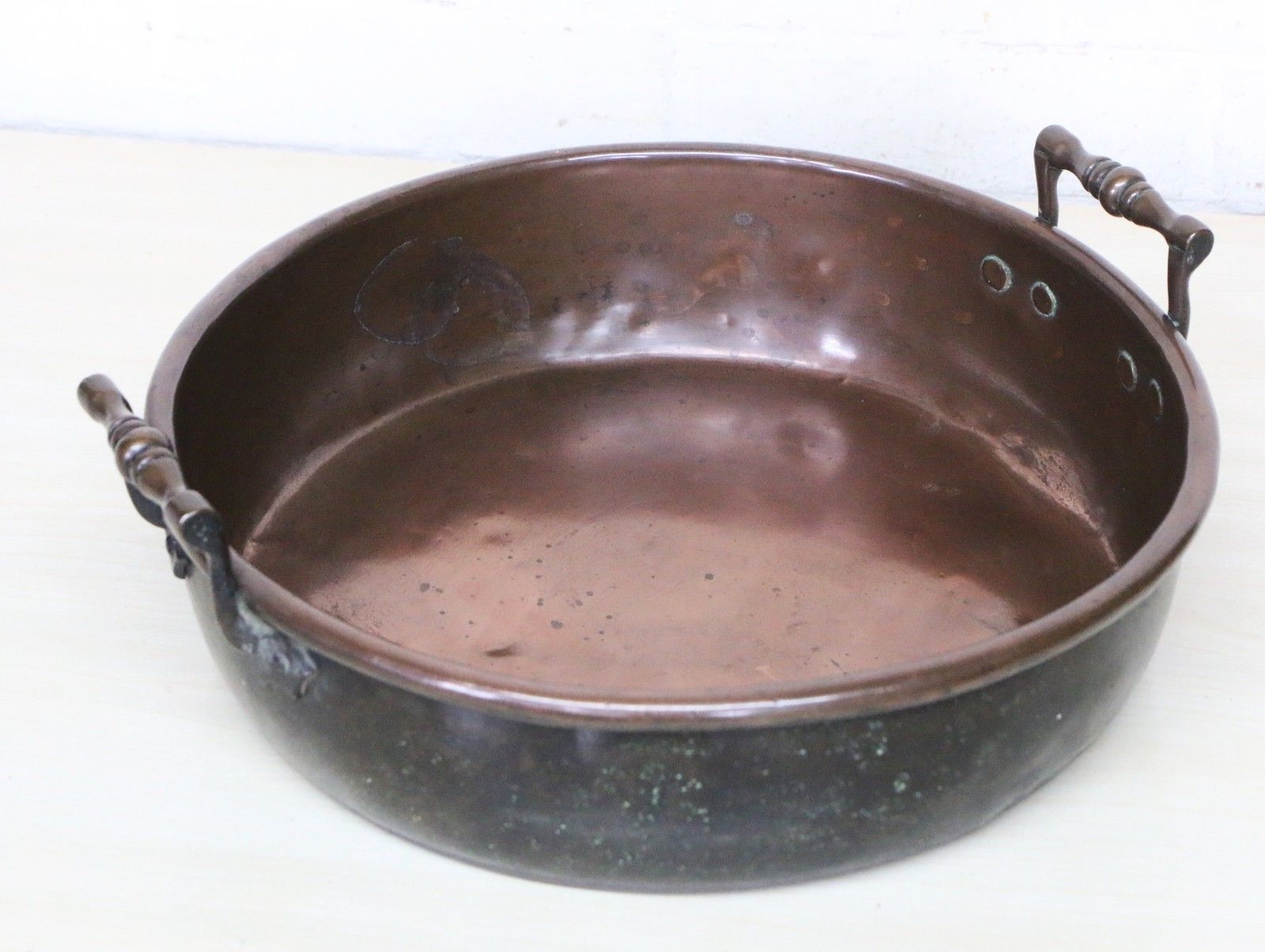Antique 19th C. Copper Pan Cooking Pot Never Polished 36.5 Cm Excellent Patina