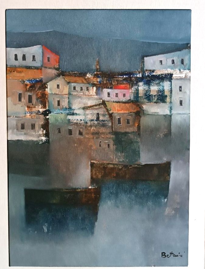 Oil Painting On Canvas Navy 1976 Lido Bettarini Canvas 70x50 Cm photo Art