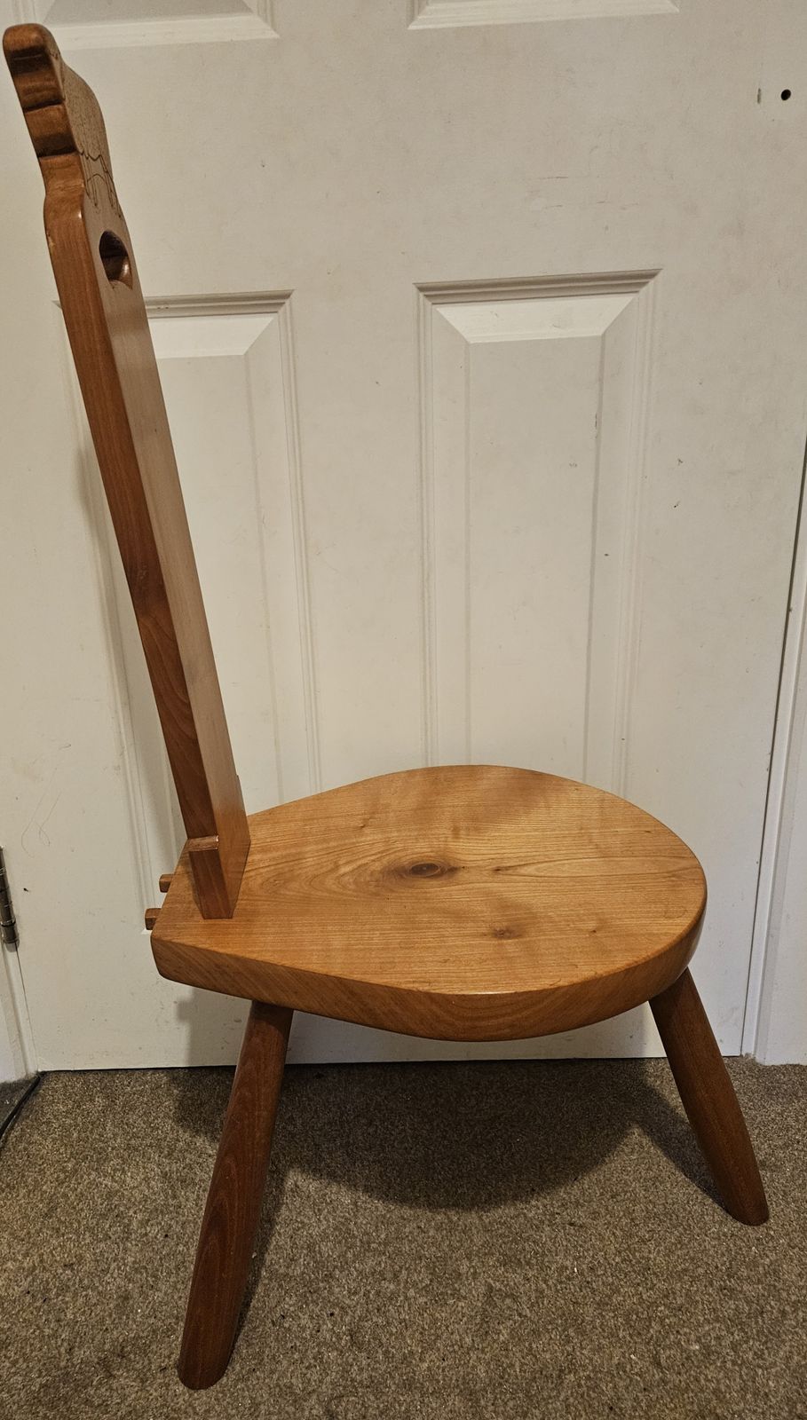 100.0 Carved Sheep Maplewood 3 Legged  Stool Mid Century 1990s photo