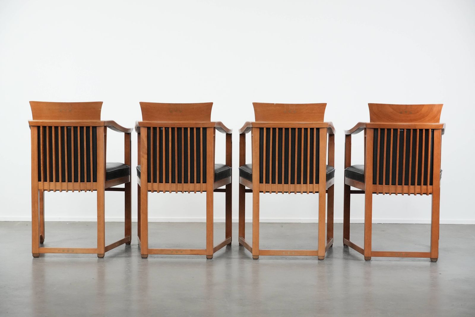 Set Of 4 Luxury Black Leather Schuitema Art Deco Dining Chairs With Armrests From The Decoform Series photo Furniture