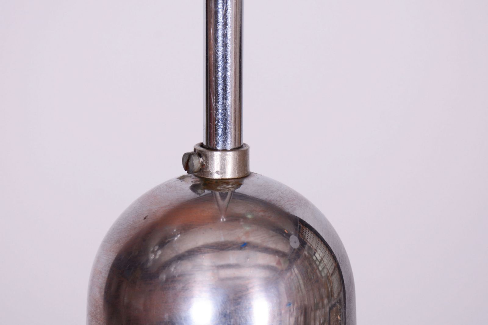 Restored Bauhaus Chandelier, By Napako, Chrome Plated Steel, Glass, Czech, 1930s photo 650.0