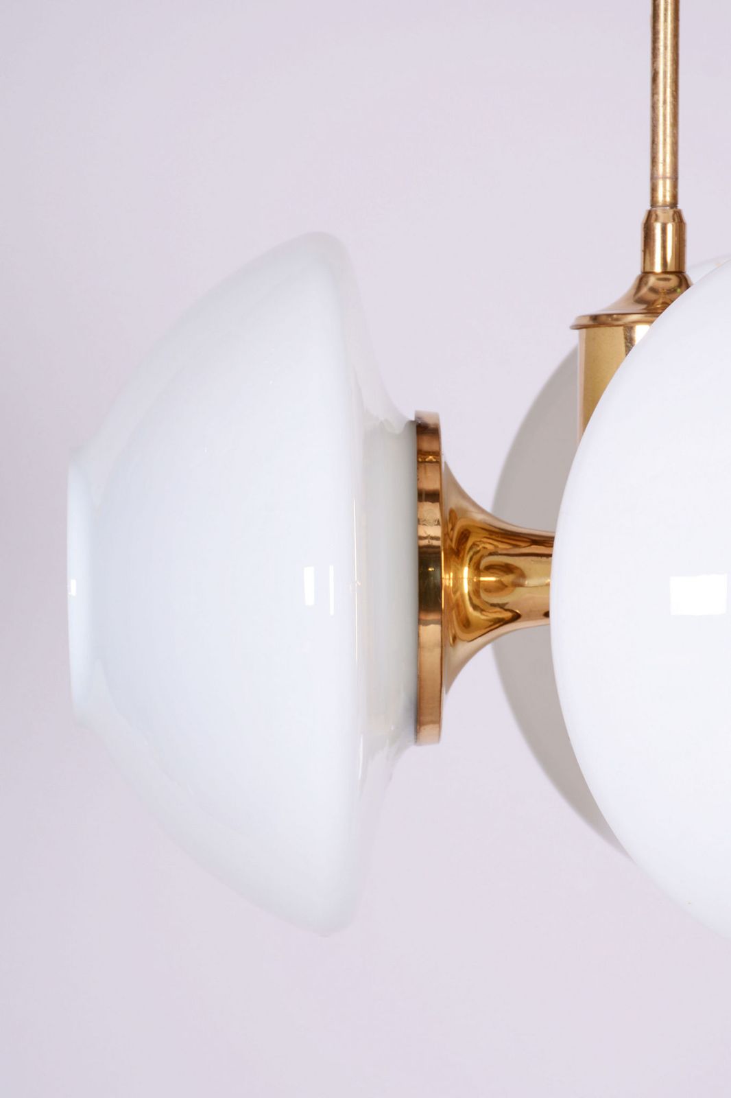 Restored Mid Century Chandelier, By Kamenický šenov, Brass, Glass, Czech, 1960s photo for sale