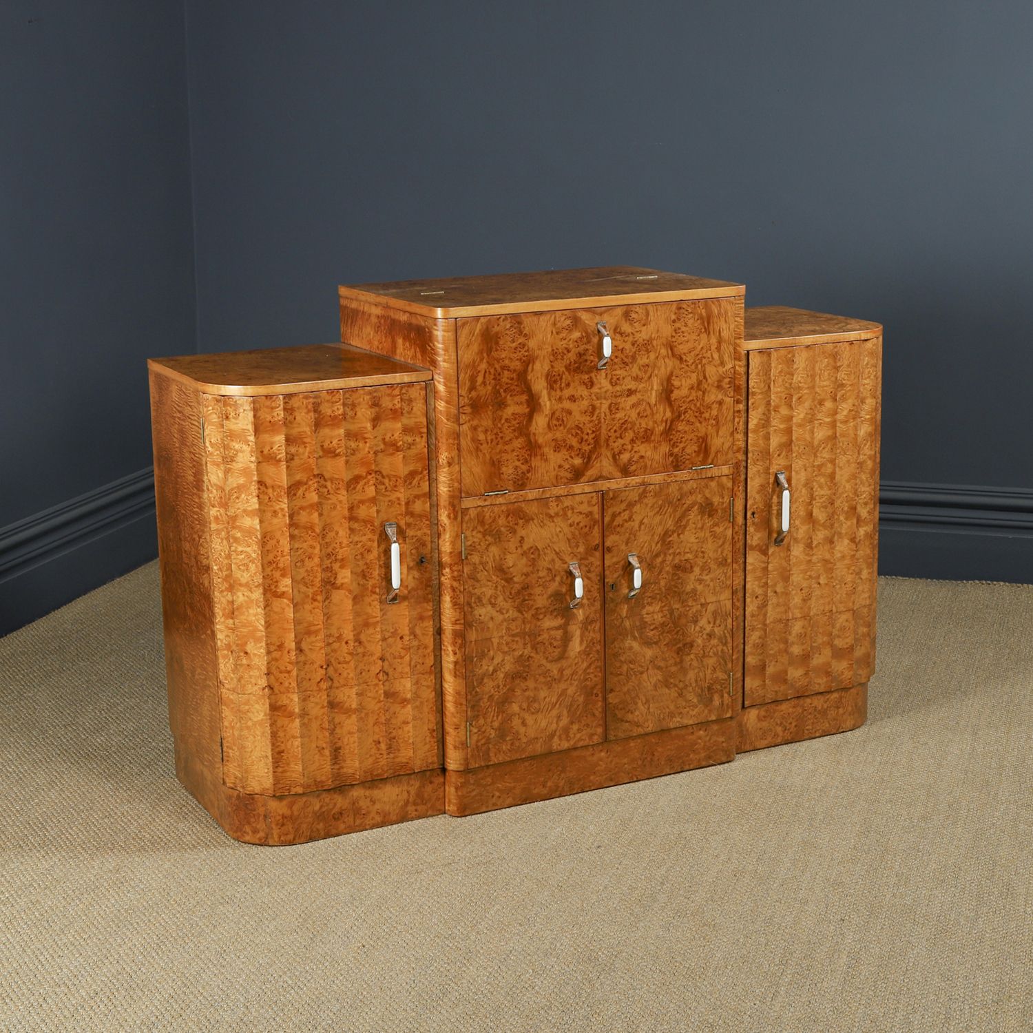 English Art Deco Satinwood & Electric Cocktail Cabinet By Harry & Lou Epstein (Circa 1930) photo Furniture
