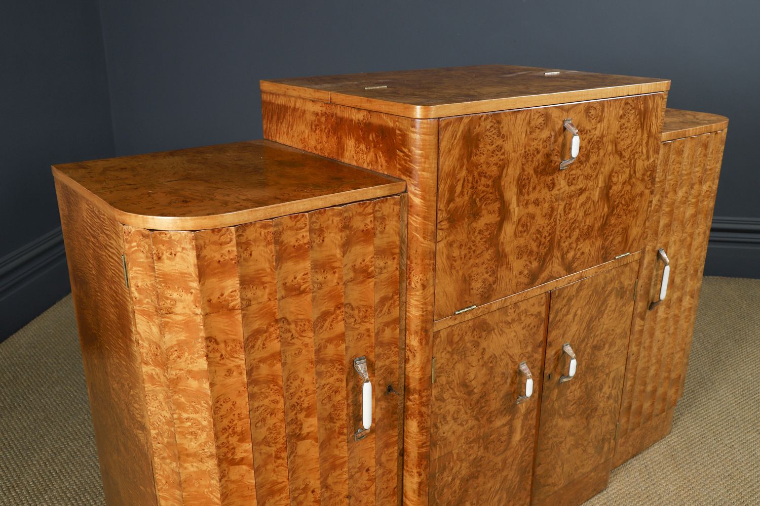 English Art Deco Satinwood & Electric Cocktail Cabinet By Harry & Lou Epstein (Circa 1930) photo 6495.0