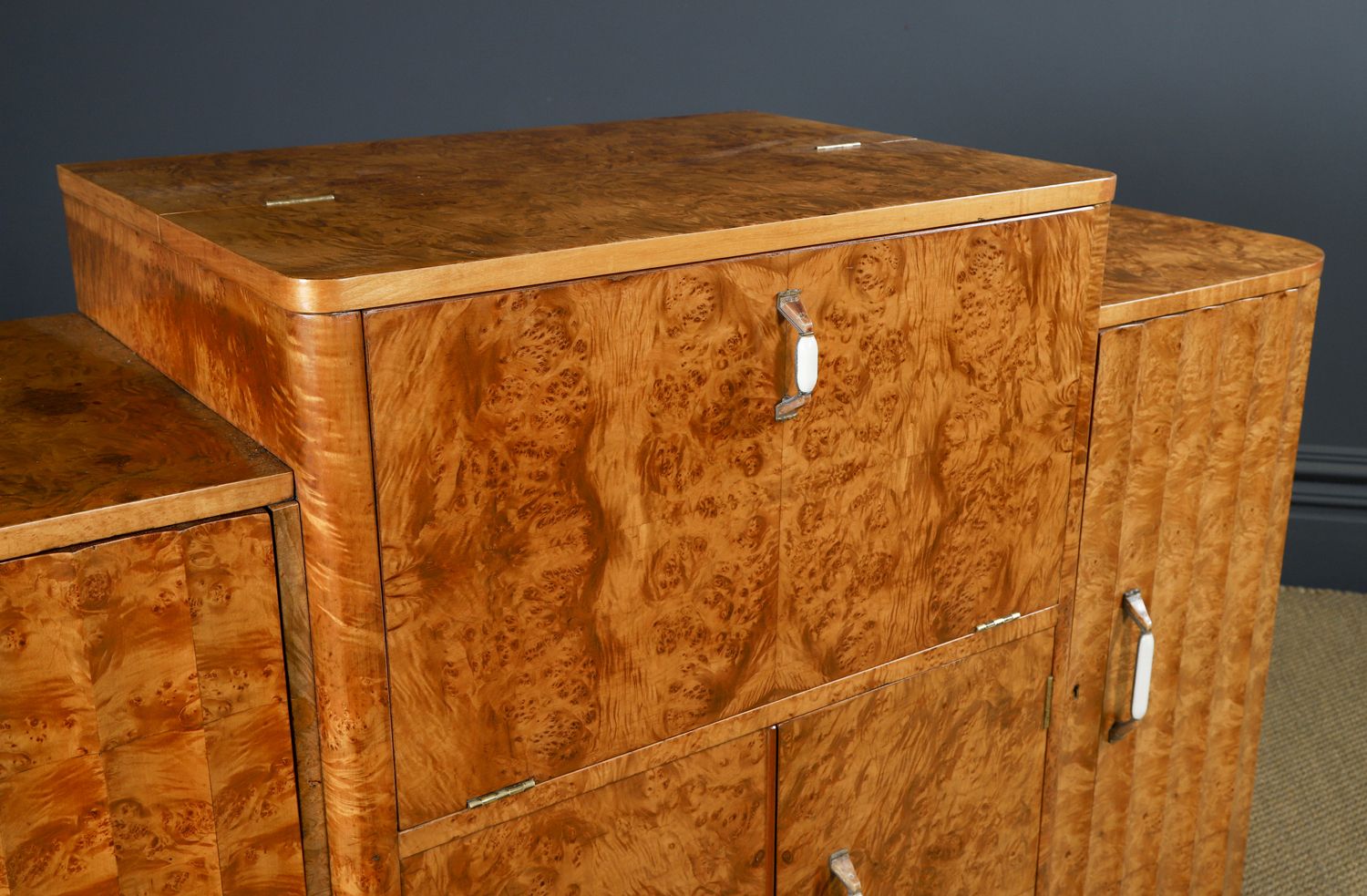 English Art Deco Satinwood & Electric Cocktail Cabinet By Harry & Lou Epstein (Circa 1930) photo buy