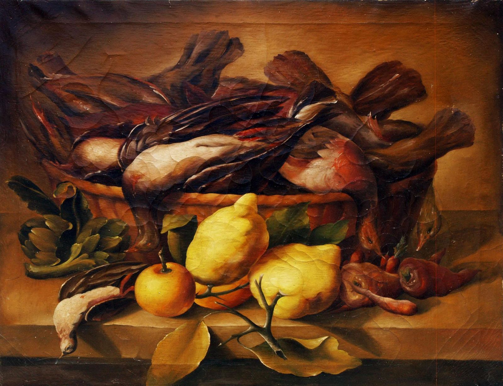 19th Century Still Life Painting Oil On Canvas Neapolitan Pictorial Tradition photo furniture