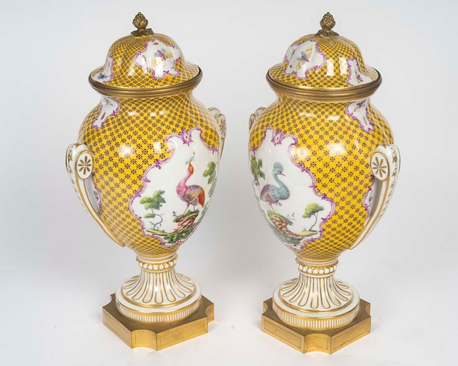 Pair Of Louis XVI Style Porcelain And Gilded Bronze Covered Vases photo 3598.0