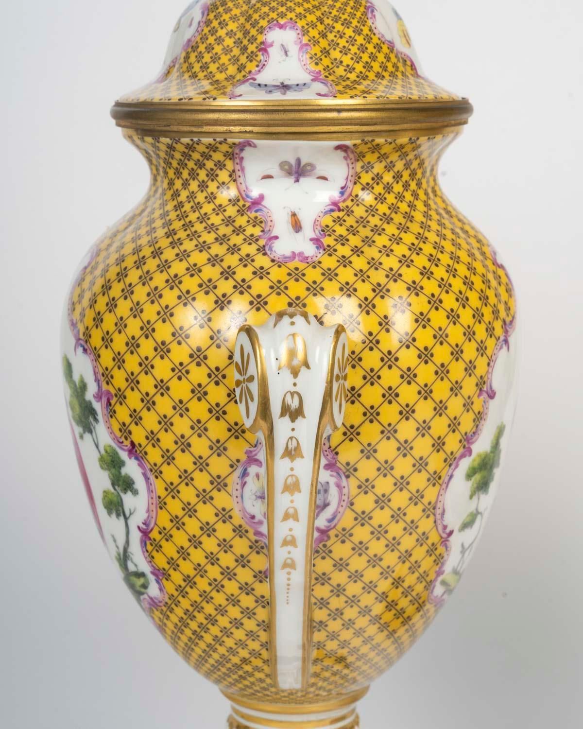 Pair Of Louis XVI Style Porcelain And Gilded Bronze Covered Vases photo buy