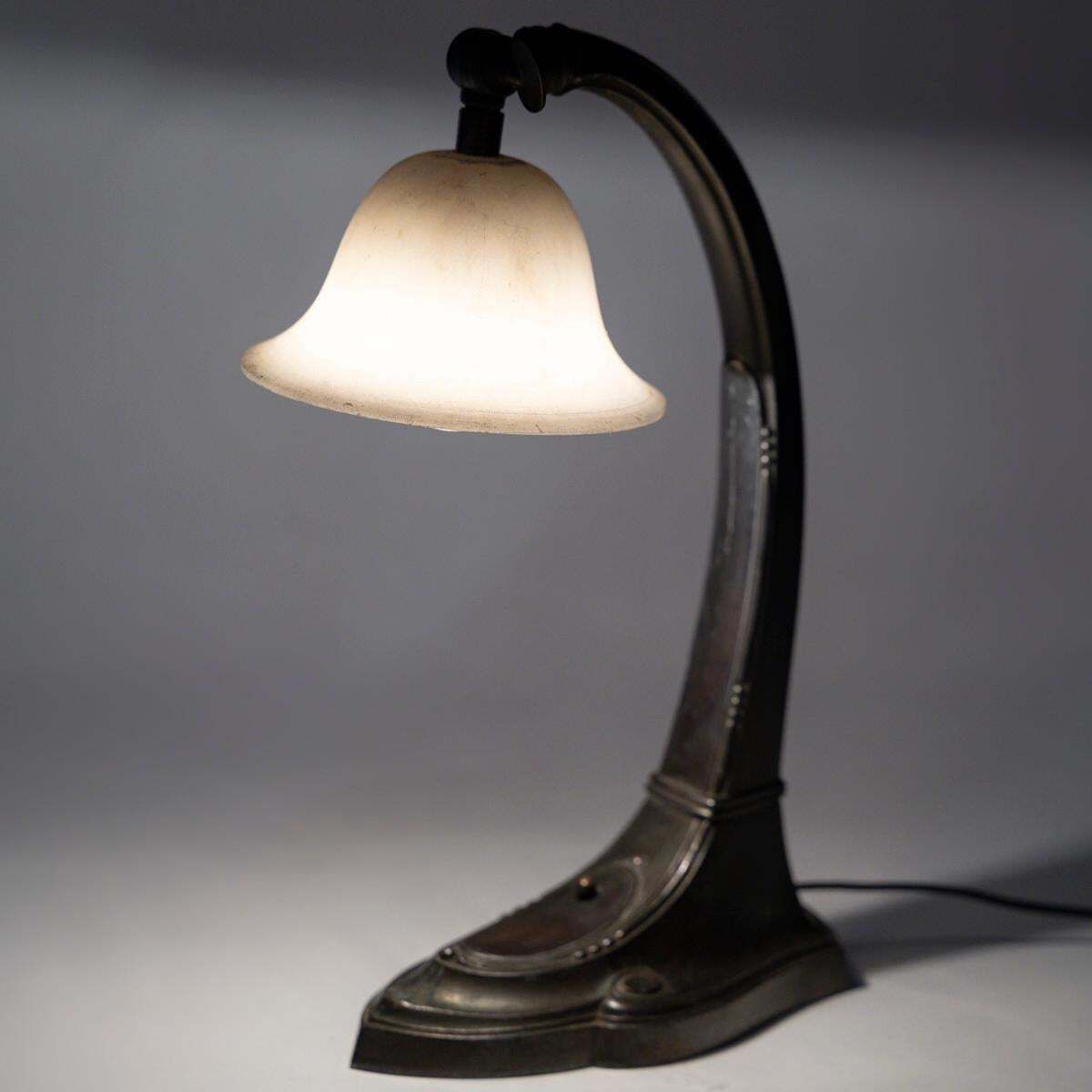 Art Nouveau Alabaster And Pewter Table Lamp (1910) photo buy
