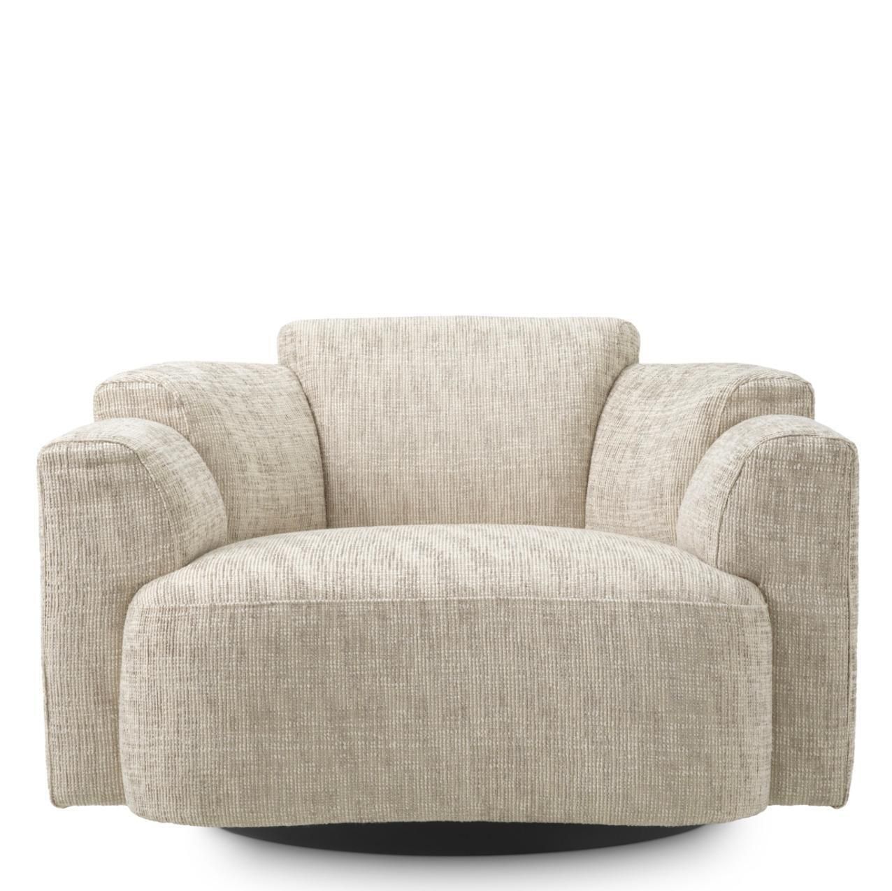 Swivel Chair In Creststone Beige With Black Base photo Furniture