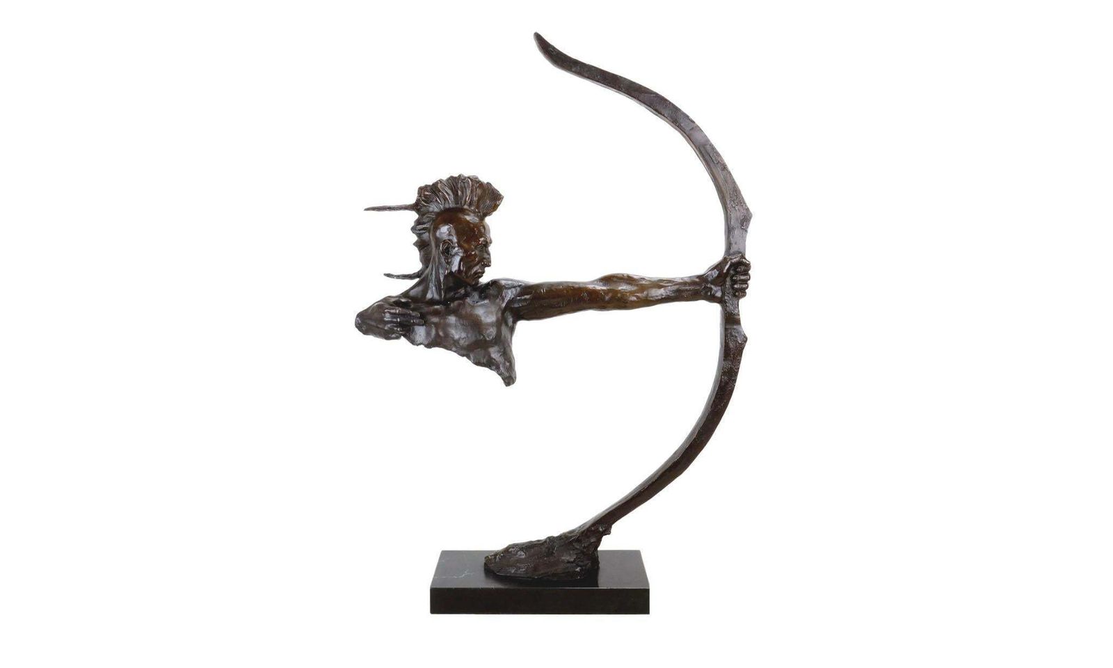 Western Bronze Sculpture Depicting An Indian With Bow, 20th Century. photo furniture
