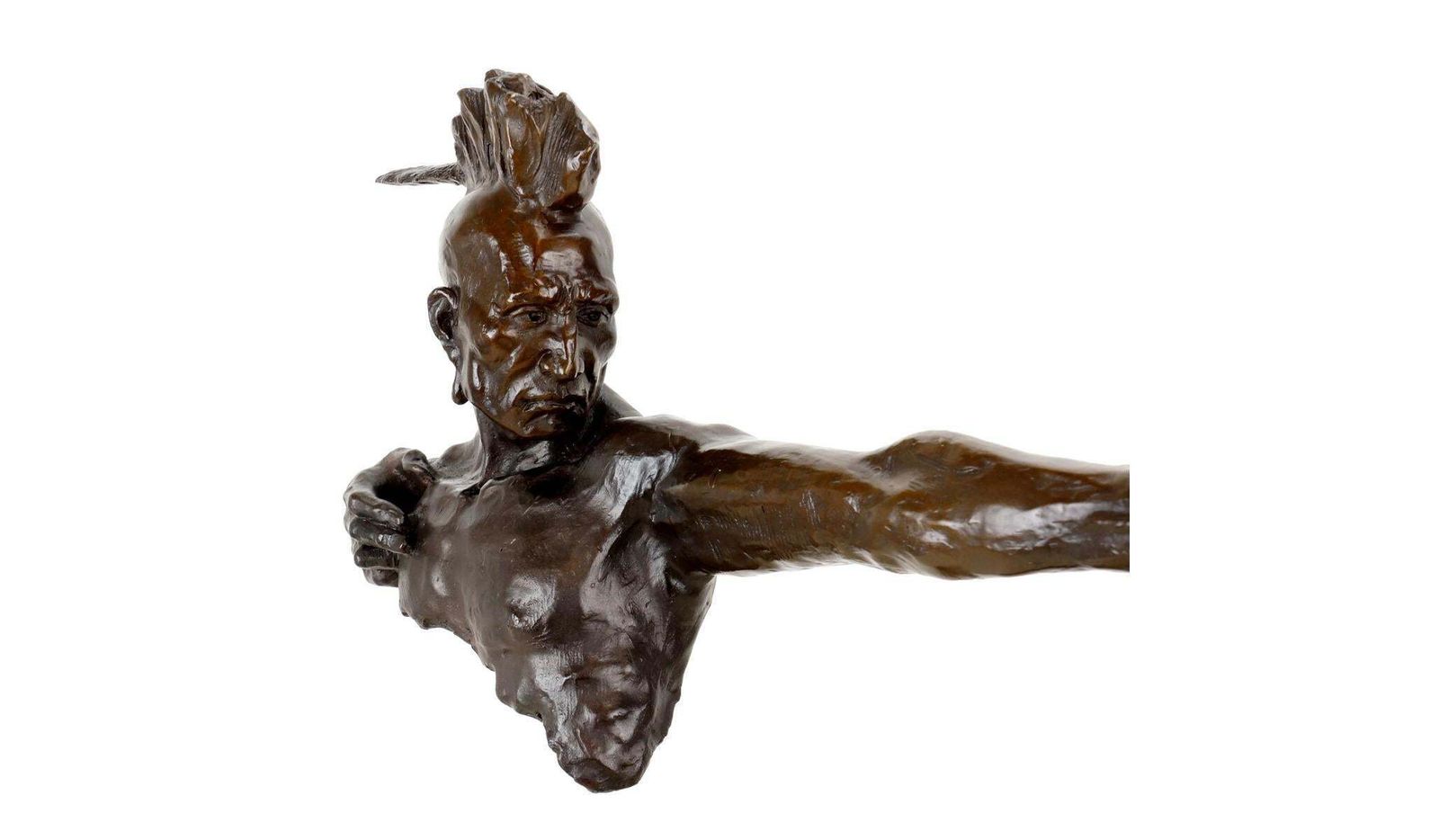 Western Bronze Sculpture Depicting An Indian With Bow, 20th Century. photo 3924.0