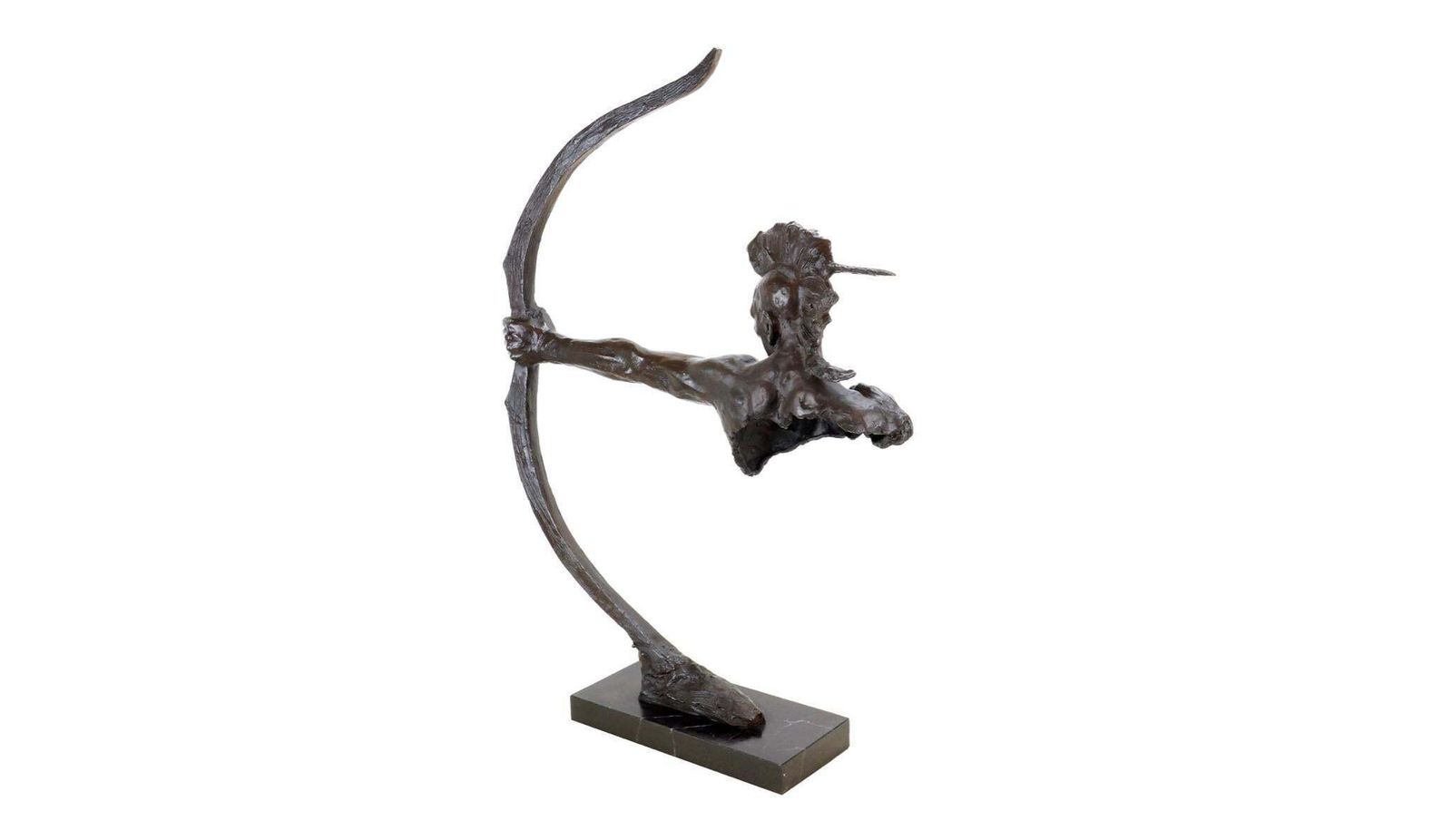 Western Bronze Sculpture Depicting An Indian With Bow, 20th Century. photo vintage