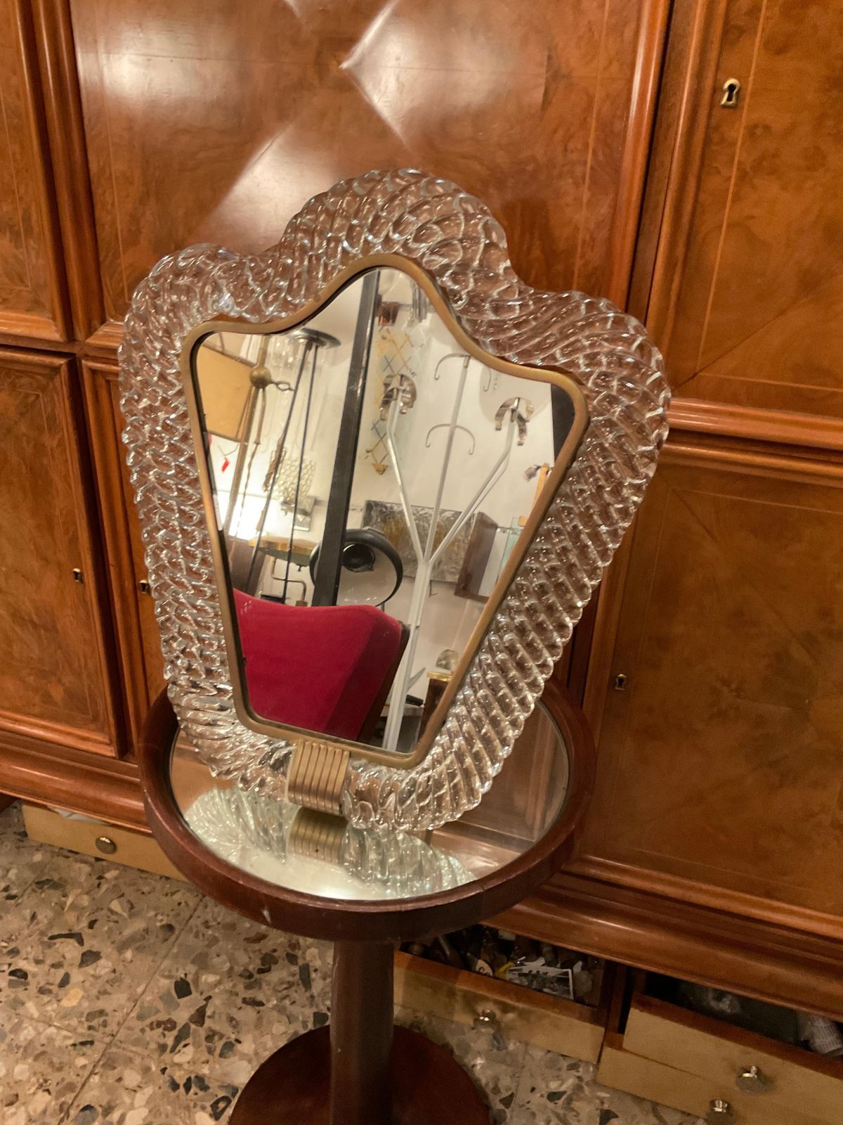 Barovier & Toso Table Or Hanging Mirror Murano Glass Italy 1940/50. photo vinterior