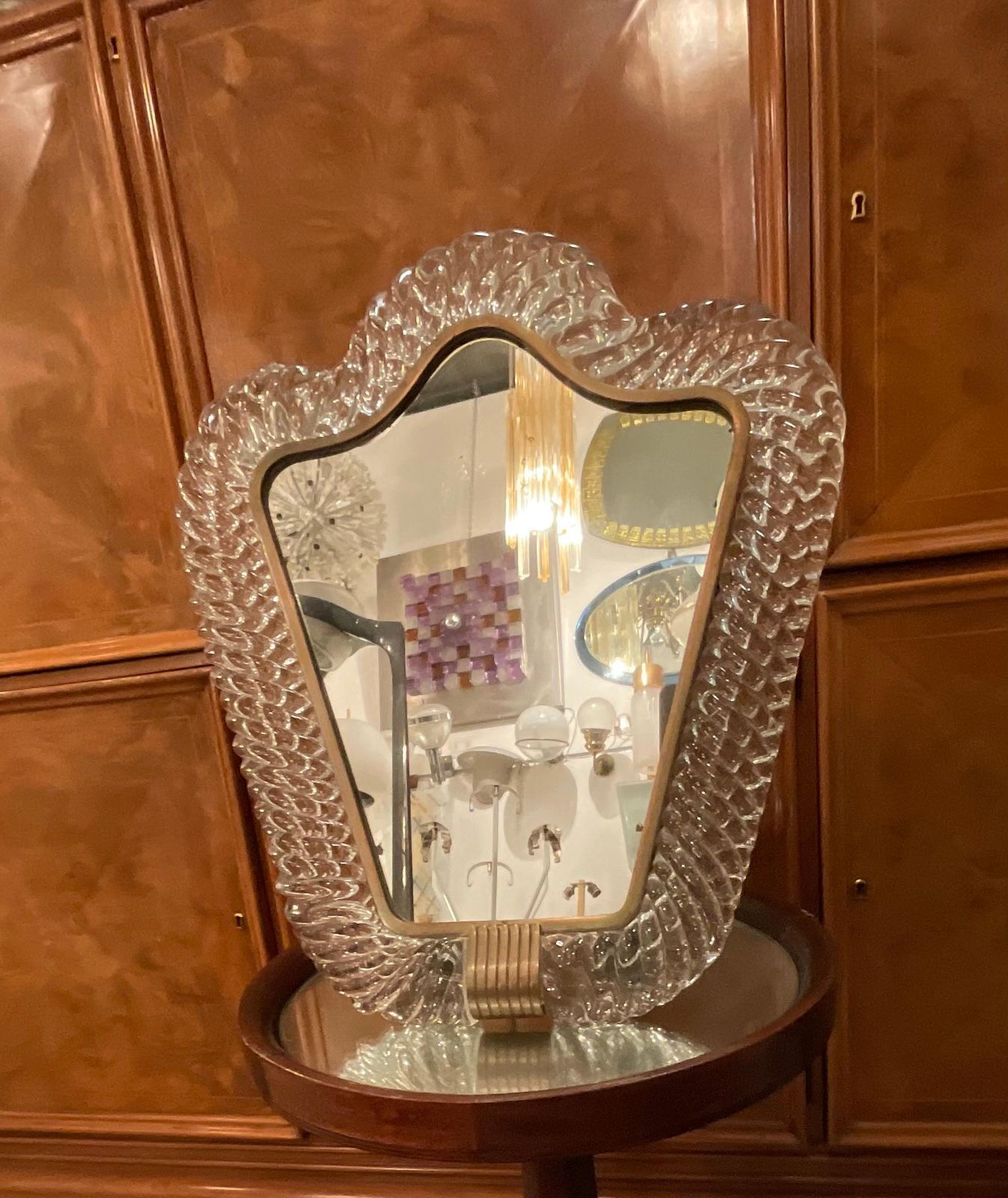 photo for sale Barovier & Toso Table Or Hanging Mirror Murano Glass Italy 1940/50.