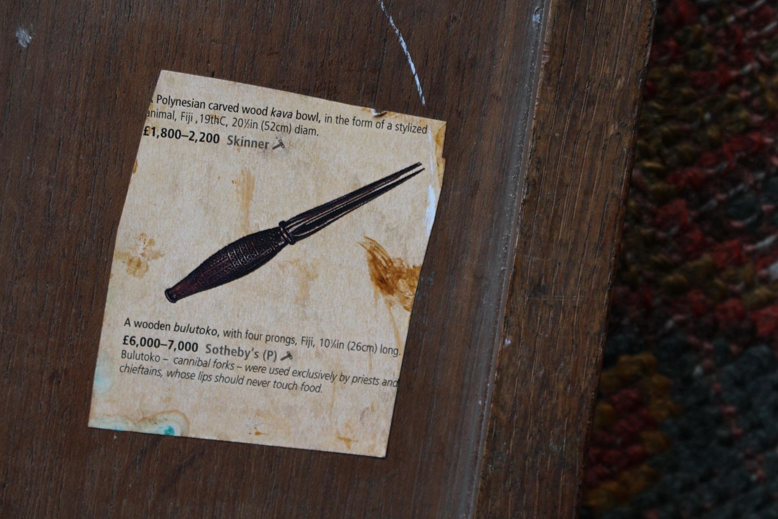 Early 20th Century Fijian Ceremonial Fork Or 'Bulutoko' Oceania Ethnographic photo 912.0