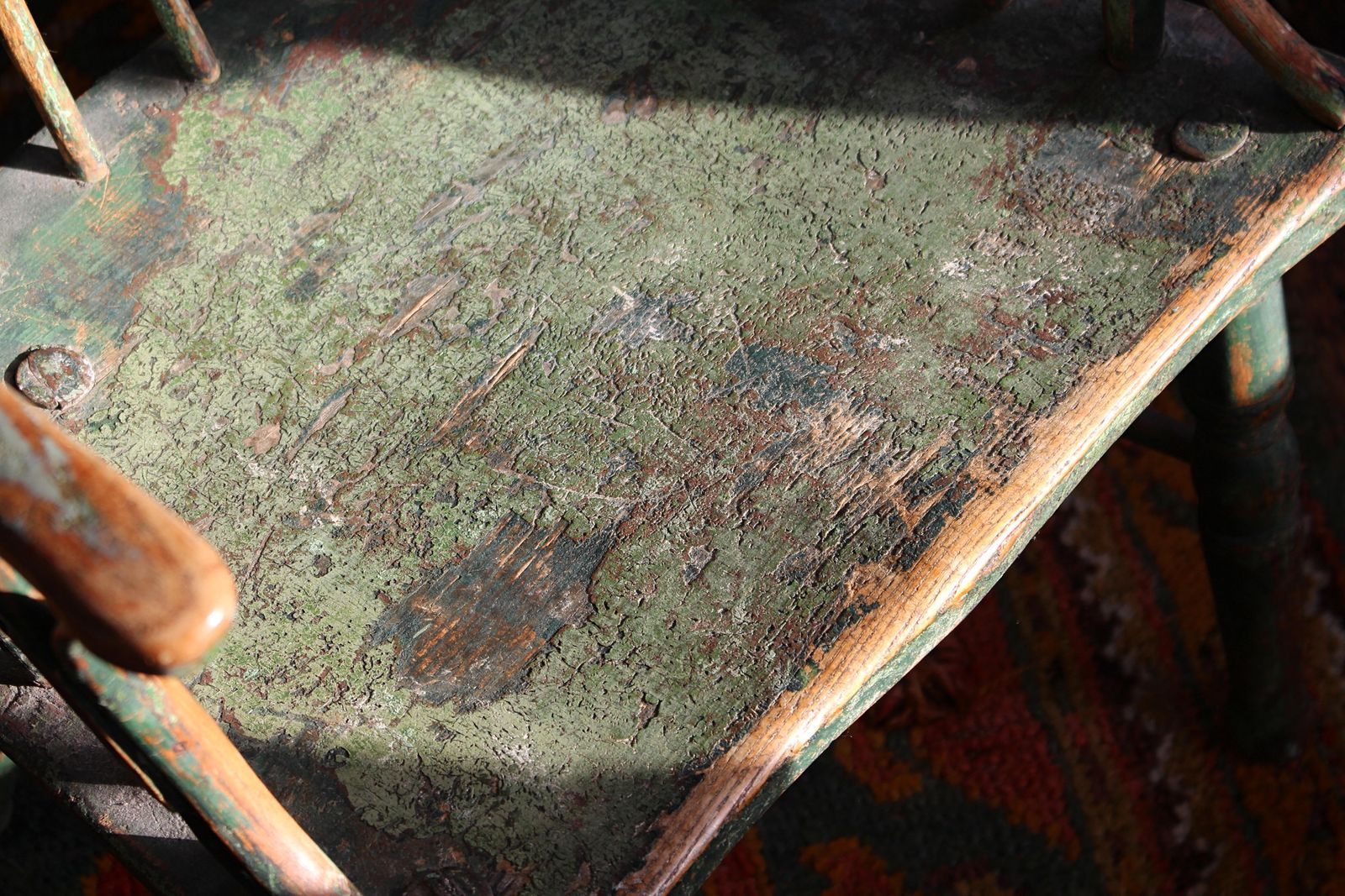 Early 19th Century Welsh Stick Back Chair Original Green Paint Folk Art photo Furniture