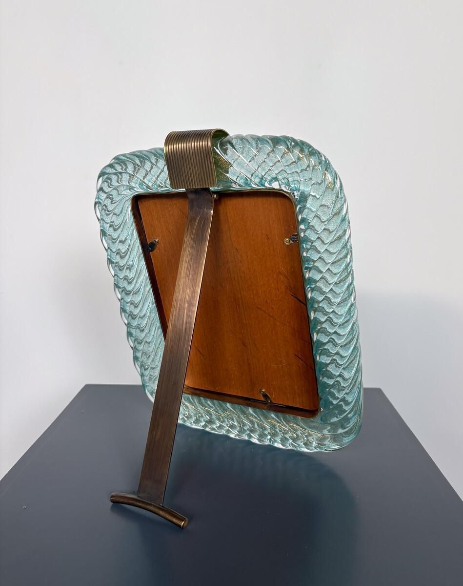 Hand Blown Blue Murano Glasss Frame By Barovier & Toso, 1950s photo Home Decor