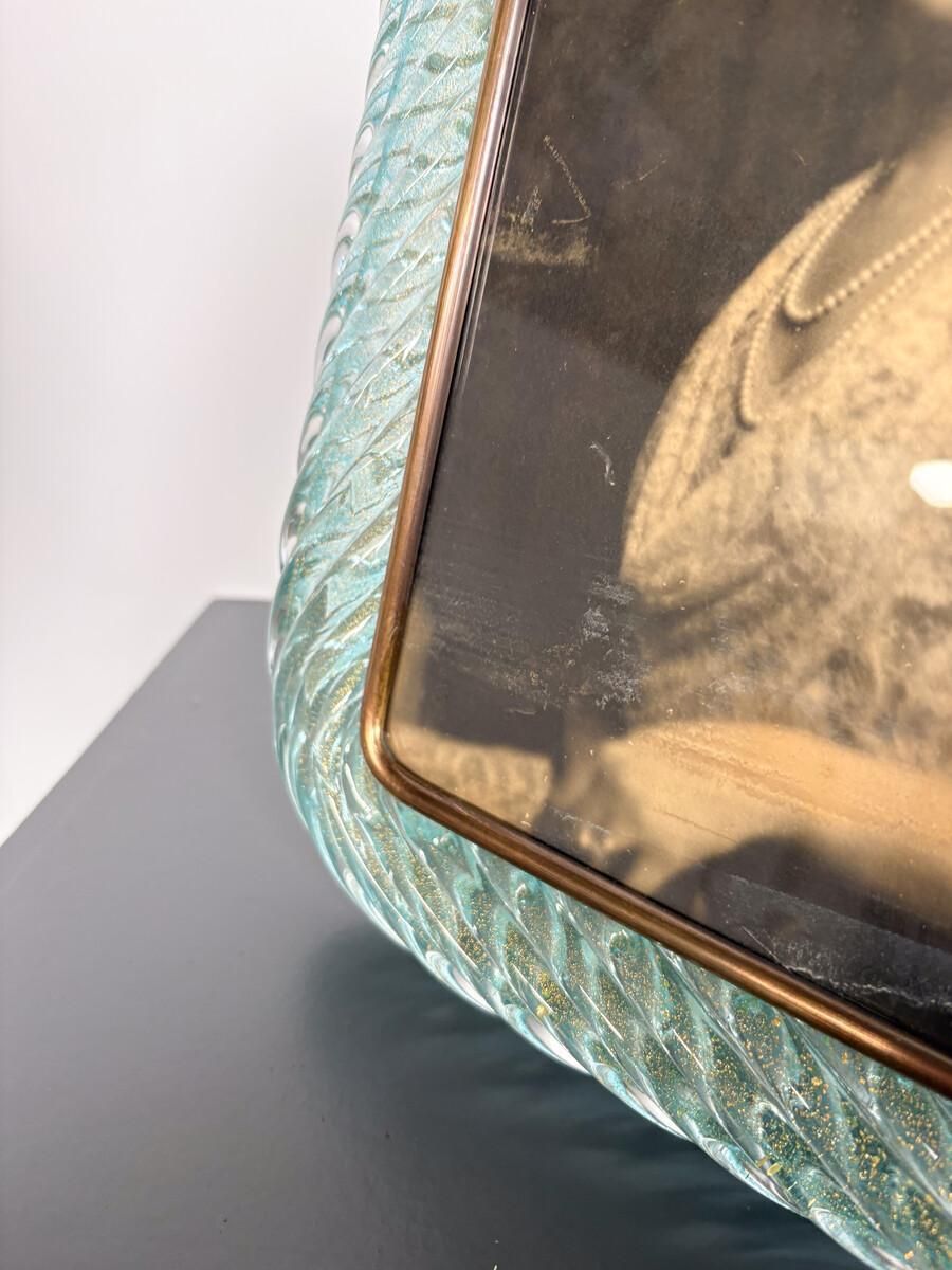 Hand Blown Blue Murano Glasss Frame By Barovier & Toso, 1950s photo 1899.0
