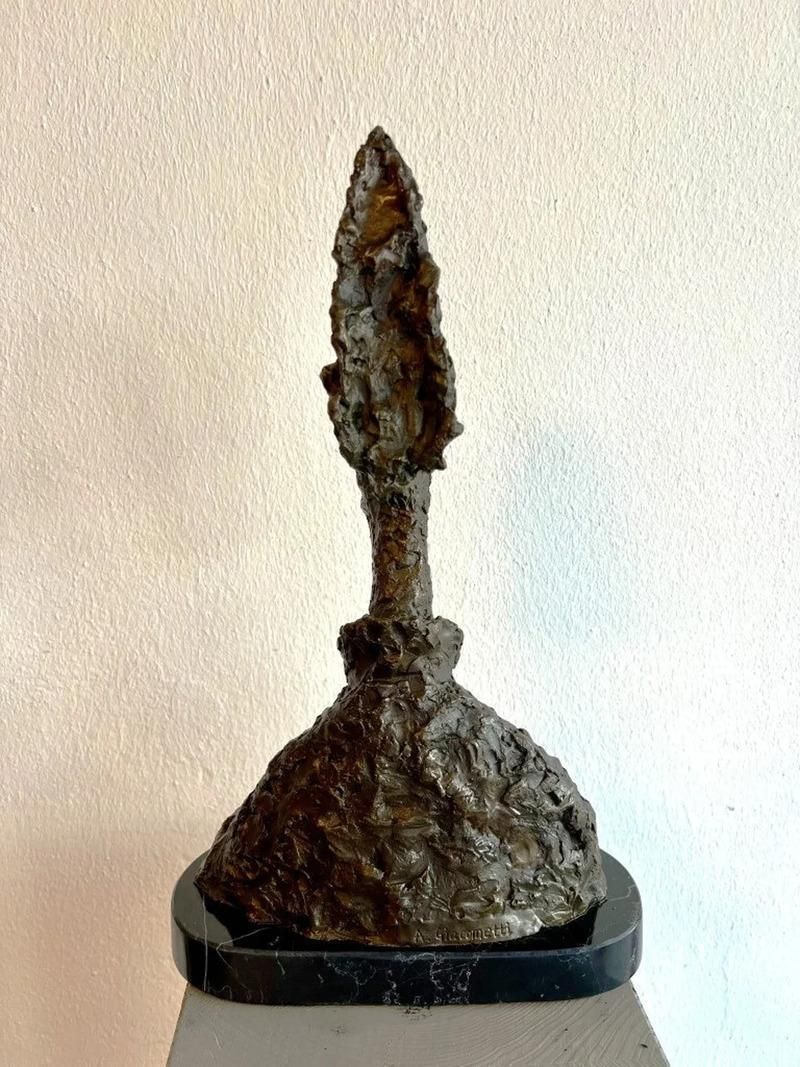 Modern Sculptural Head In Bronze With Dark Brown Patina photo buy