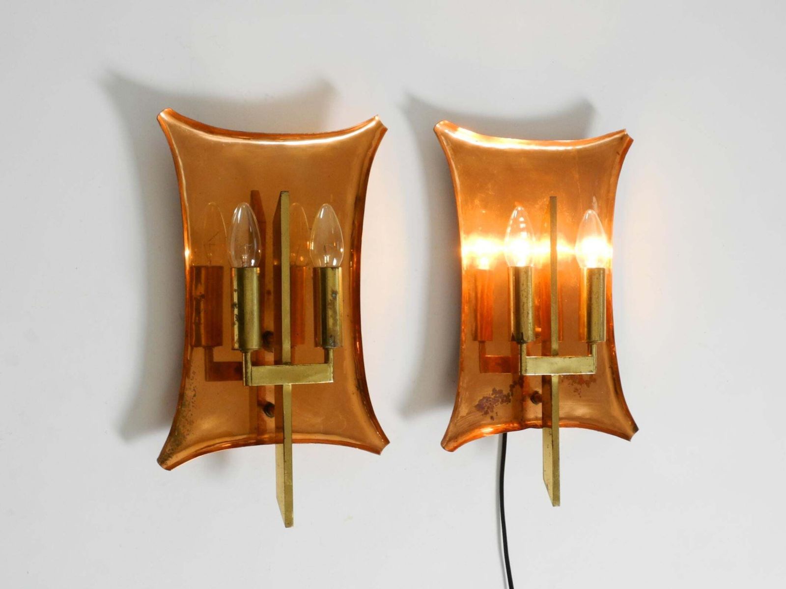 Unique Large Heavy Mid Century Church Wall Lamps Made Of Copper And Brass photo buy