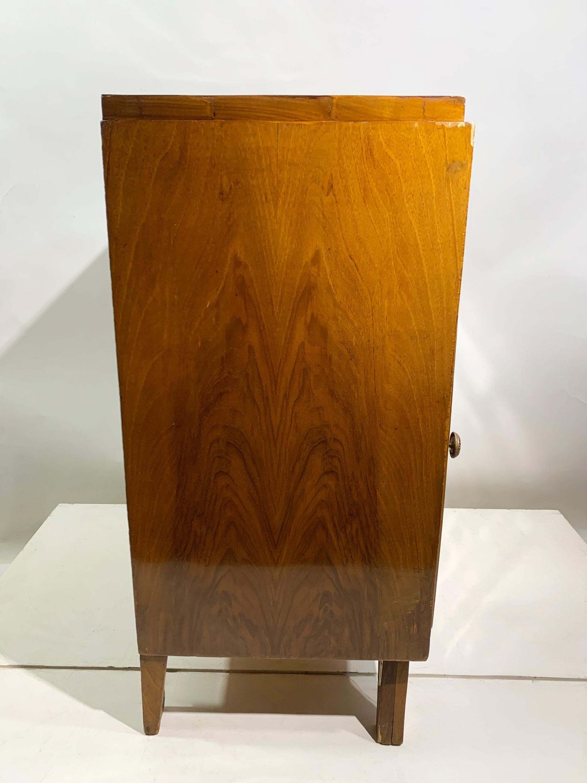 Art Deco Figured Walnut Veneer Bedside Cabinet /Nightstand, France, Circa 1940's photo buy