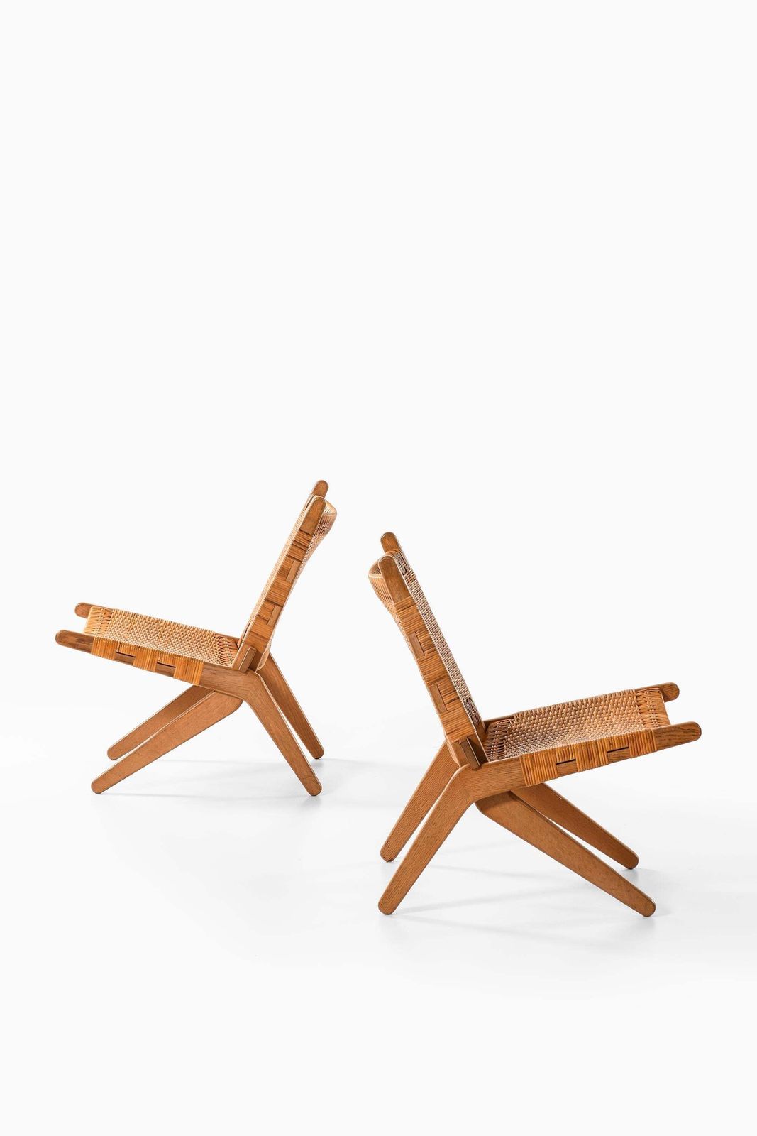Set Of 2 Easy Chairs In Cane And Oak By Preben Thorsen, 1957 photo furniture