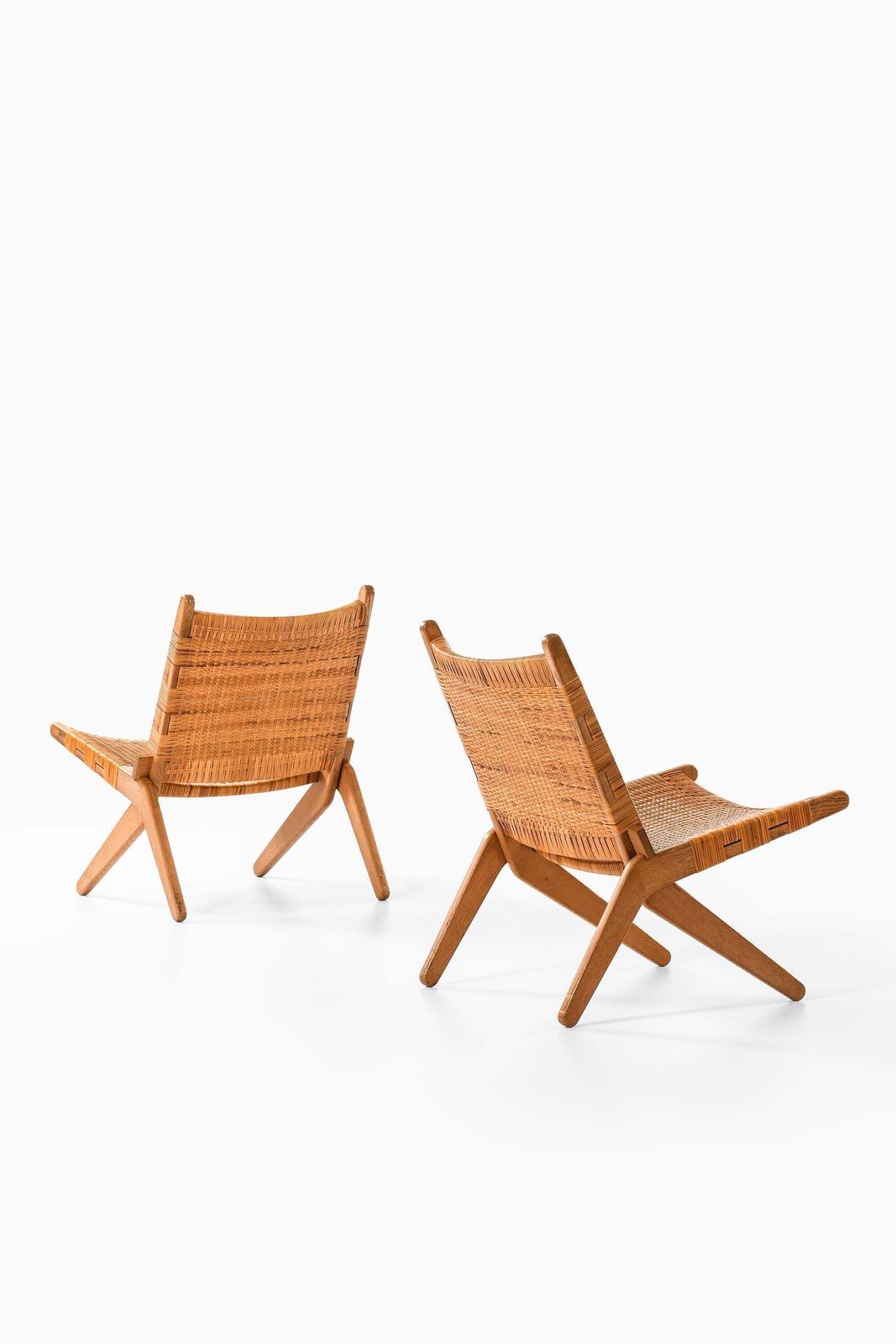 Set Of 2 Easy Chairs In Cane And Oak By Preben Thorsen, 1957 photo buy