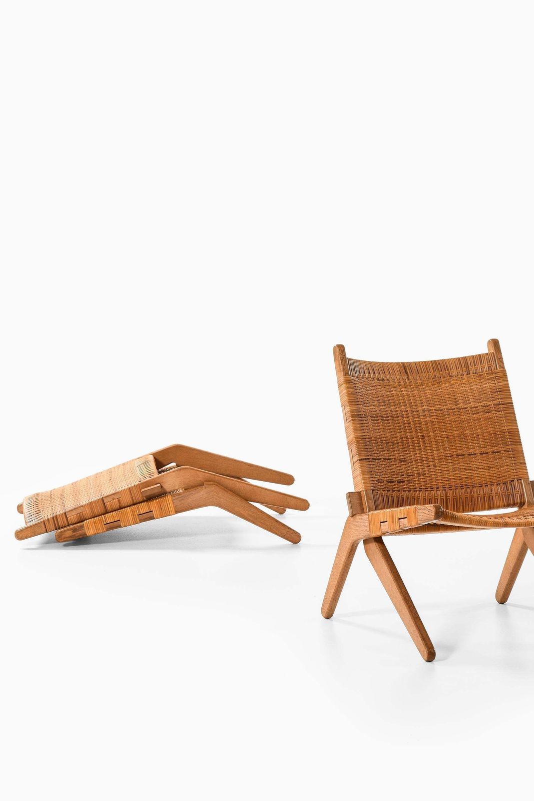 photo furniture Set Of 2 Easy Chairs In Cane And Oak By Preben Thorsen, 1957