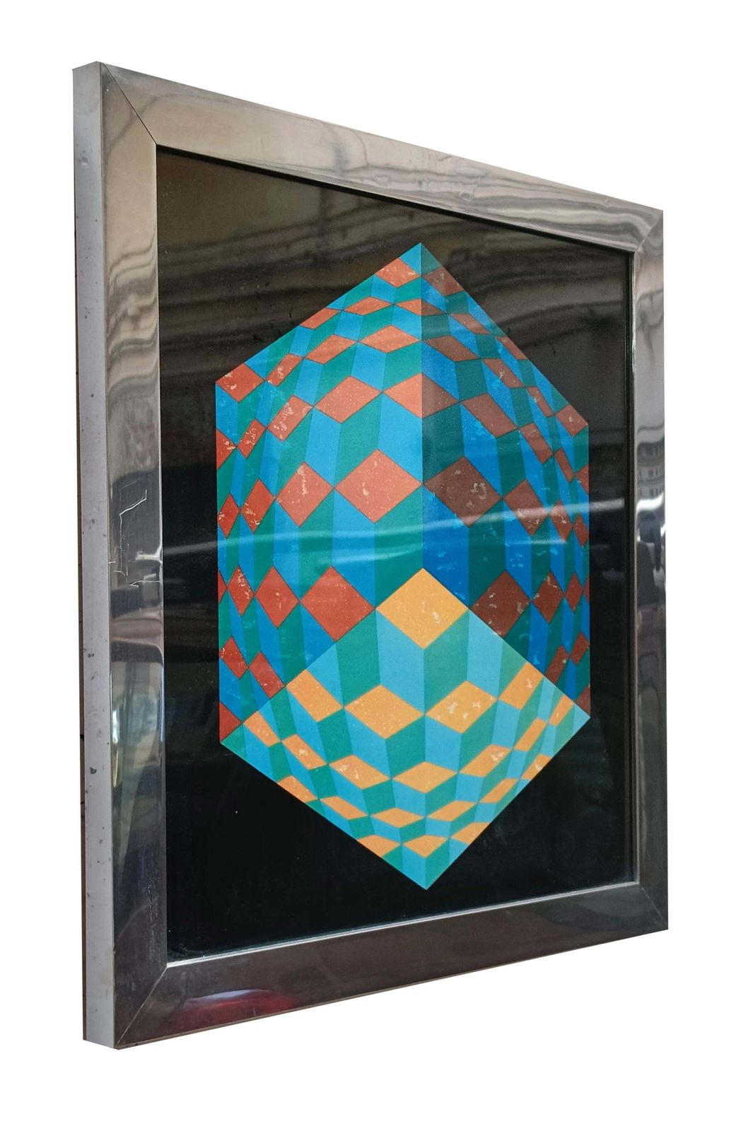Victor Vasarely For éditions Du Griffon Silkscreen Print "Hat VI" , Switzerland 1970s photo furniture