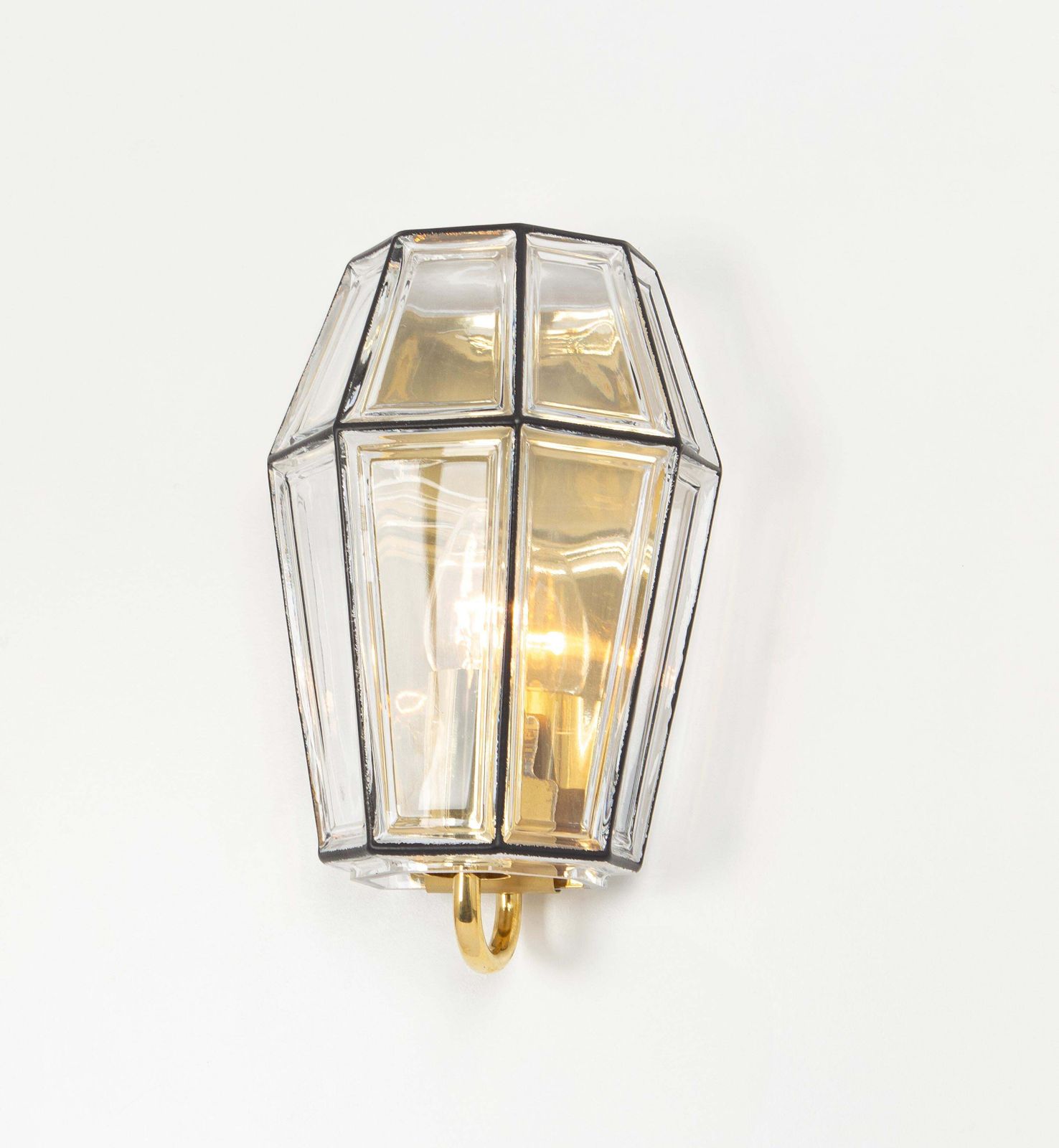 Pair Of Wall Lights Sconces Iron Glass By Limburg, Germany, 1960s photo for sale