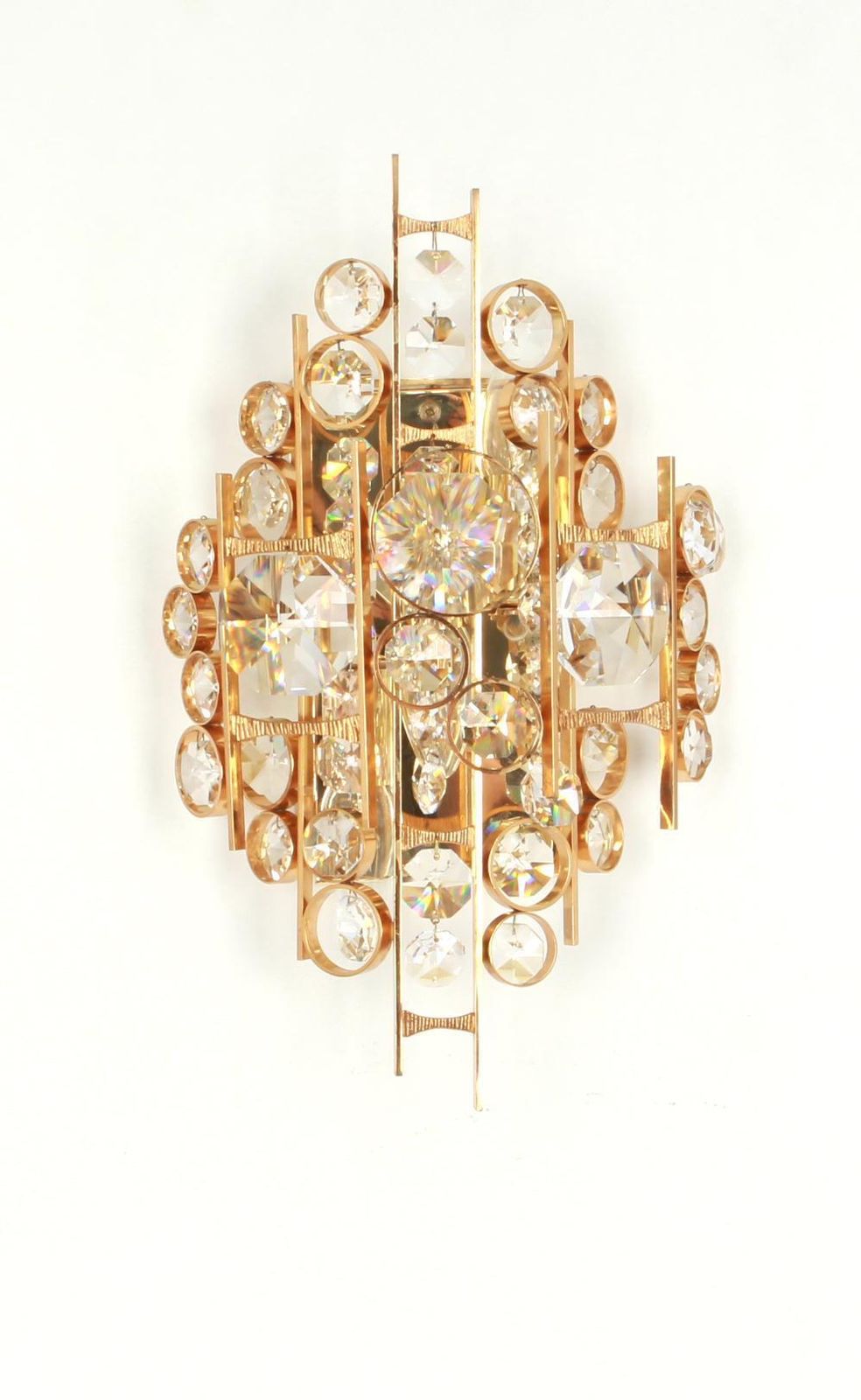 1 Of 4 Gilded Brass And Crystal Sconce, Sciolari Design, Palwa, Germany, 1960s photo furniture