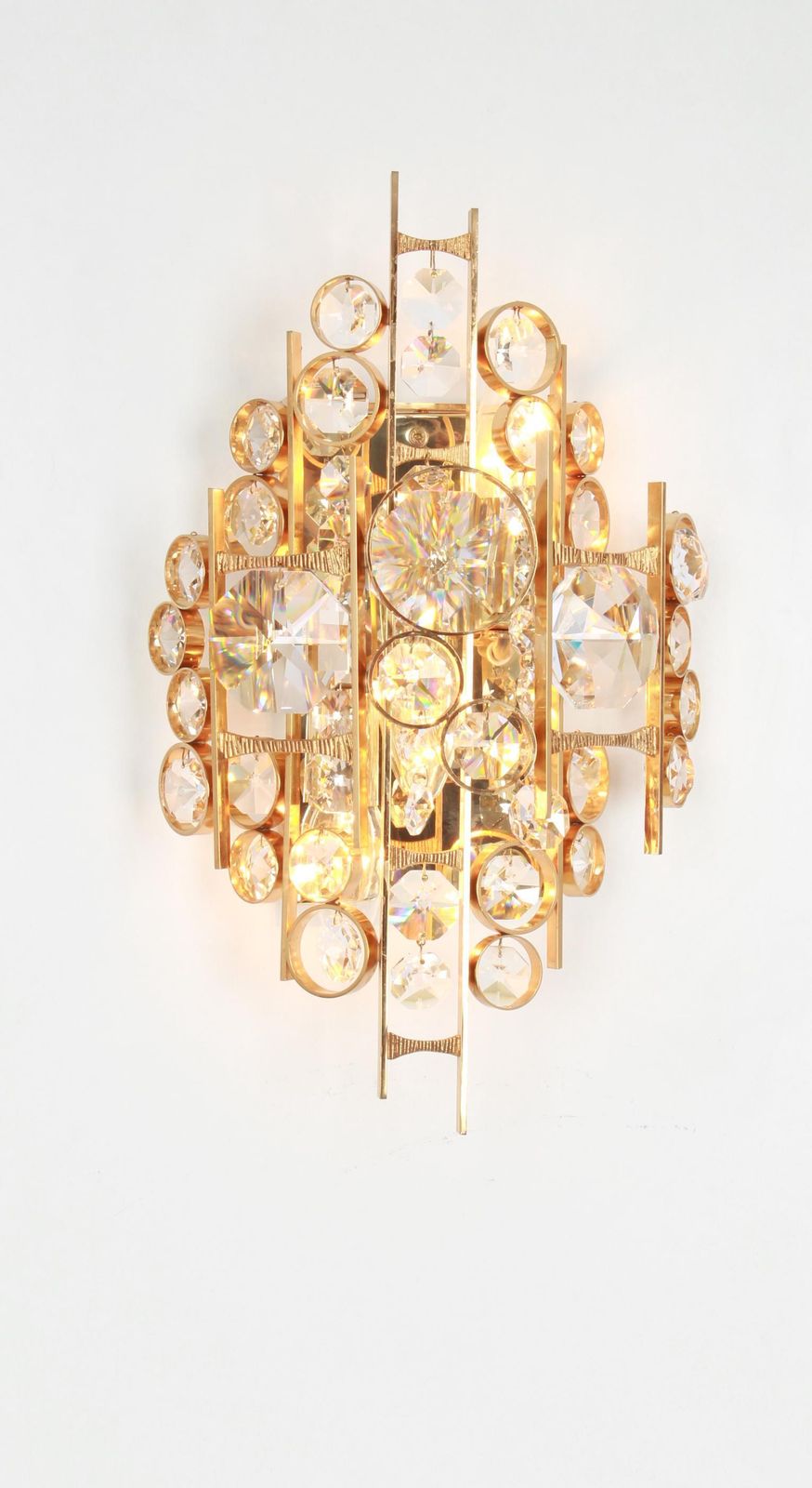 1 Of 4 Gilded Brass And Crystal Sconce, Sciolari Design, Palwa, Germany, 1960s photo 791.0