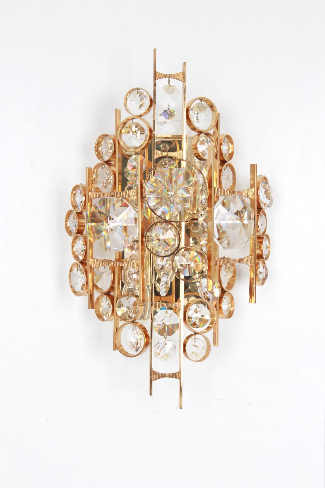 1 Of 4 Gilded Brass And Crystal Sconce, Sciolari Design, Palwa, Germany, 1960s photo vintage