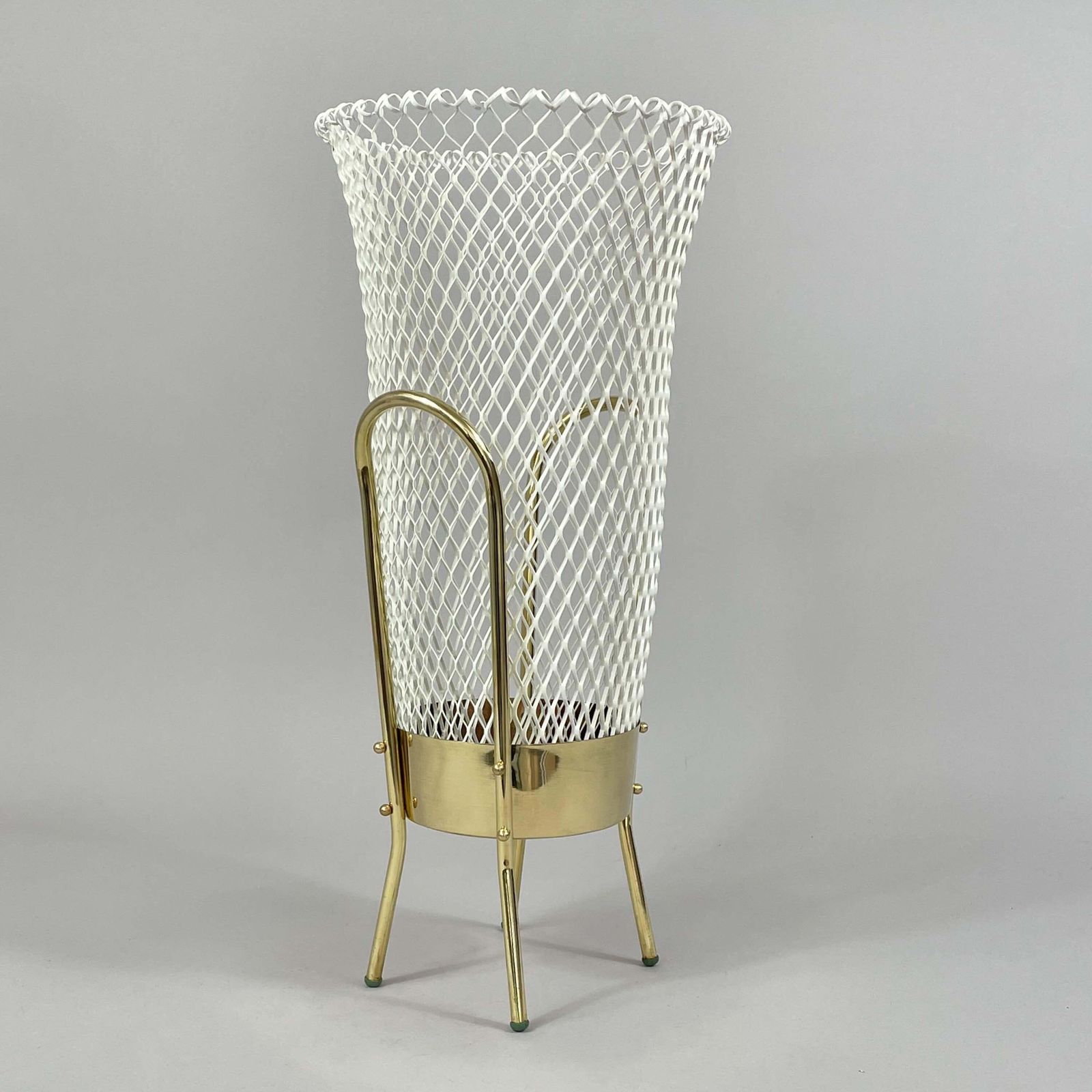 Mid Century Brass & White Metal Umbrella Stand, Italy 1950s photo furniture