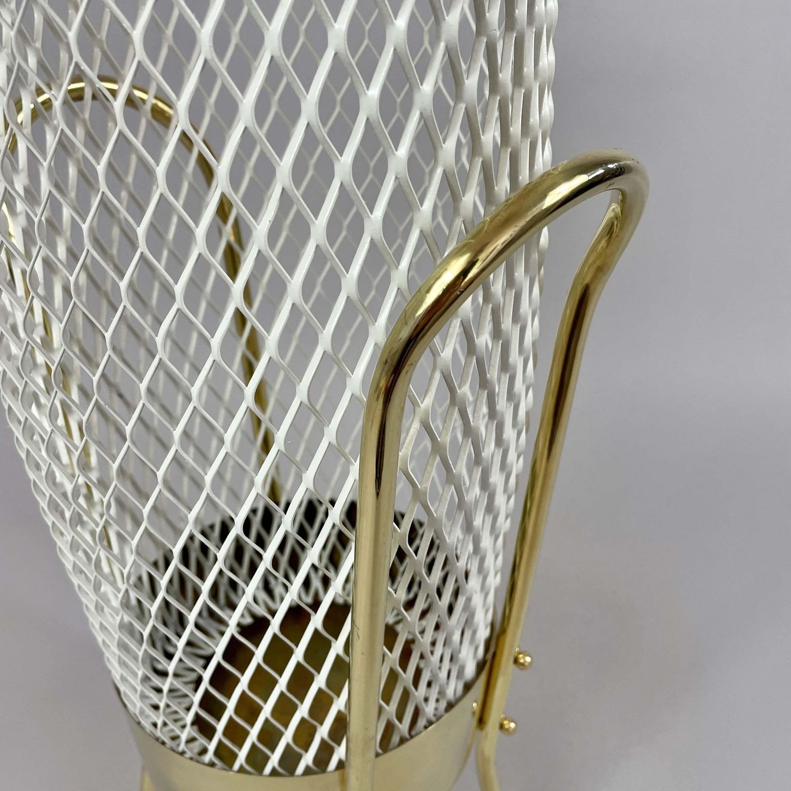 Mid Century Brass & White Metal Umbrella Stand, Italy 1950s photo 1055.0