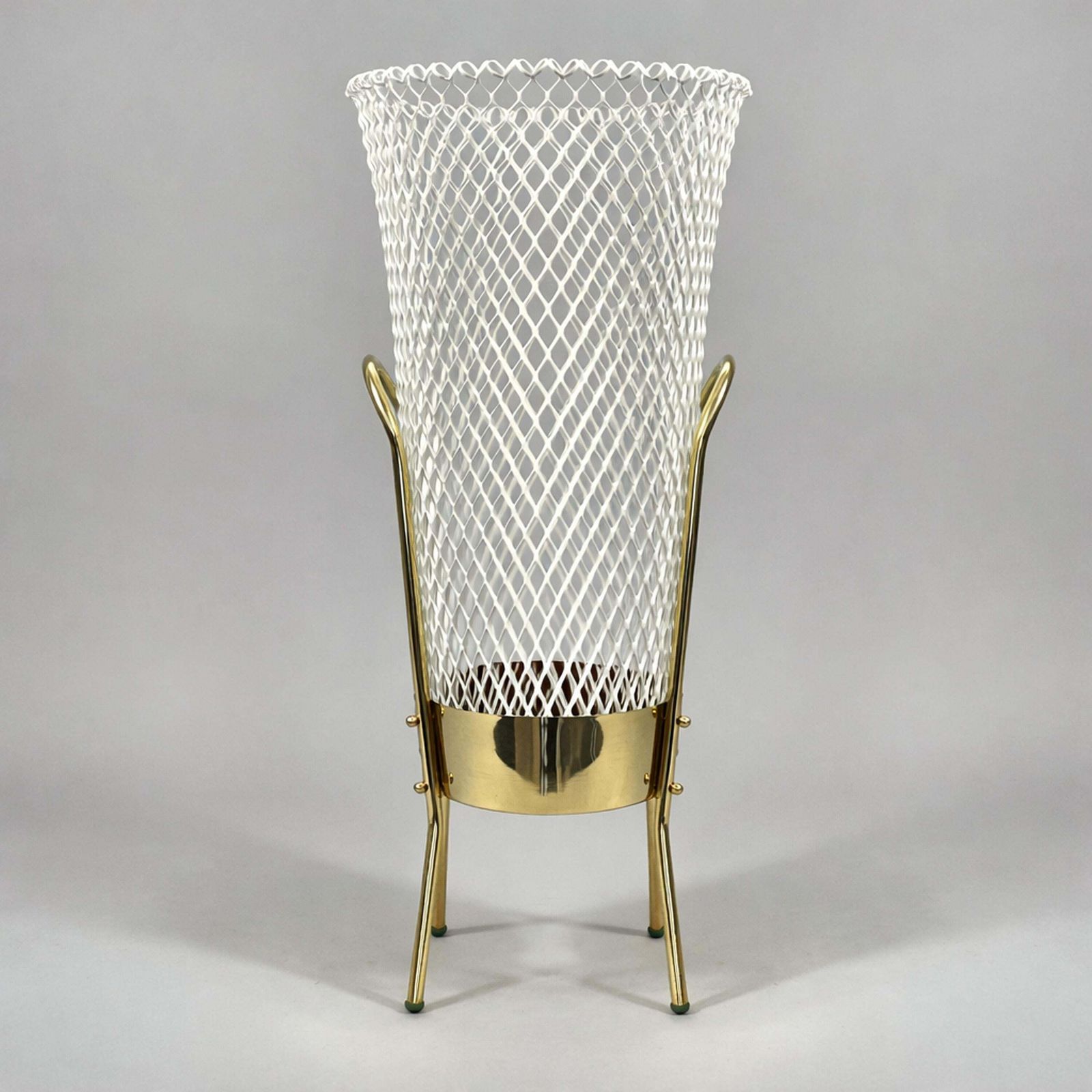 Home Decor Mid Century Brass & White Metal Umbrella Stand, Italy 1950s photo
