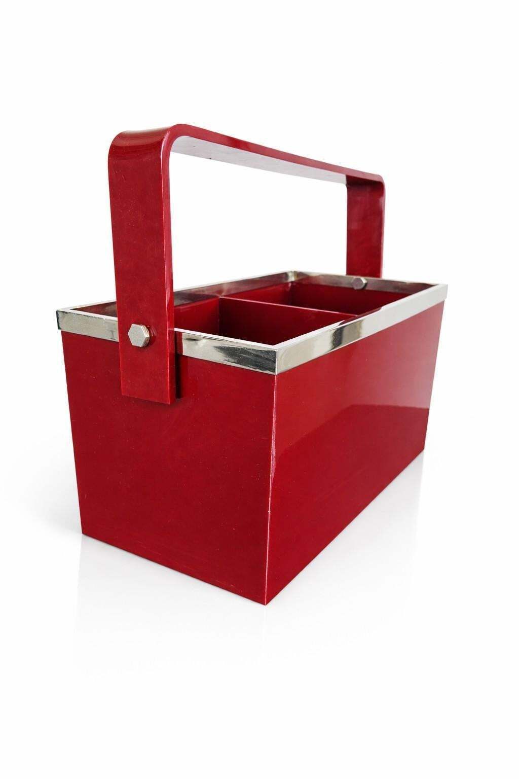 Red Lucite Bottle Stand/Magazine Holder Italy 1960's photo furniture