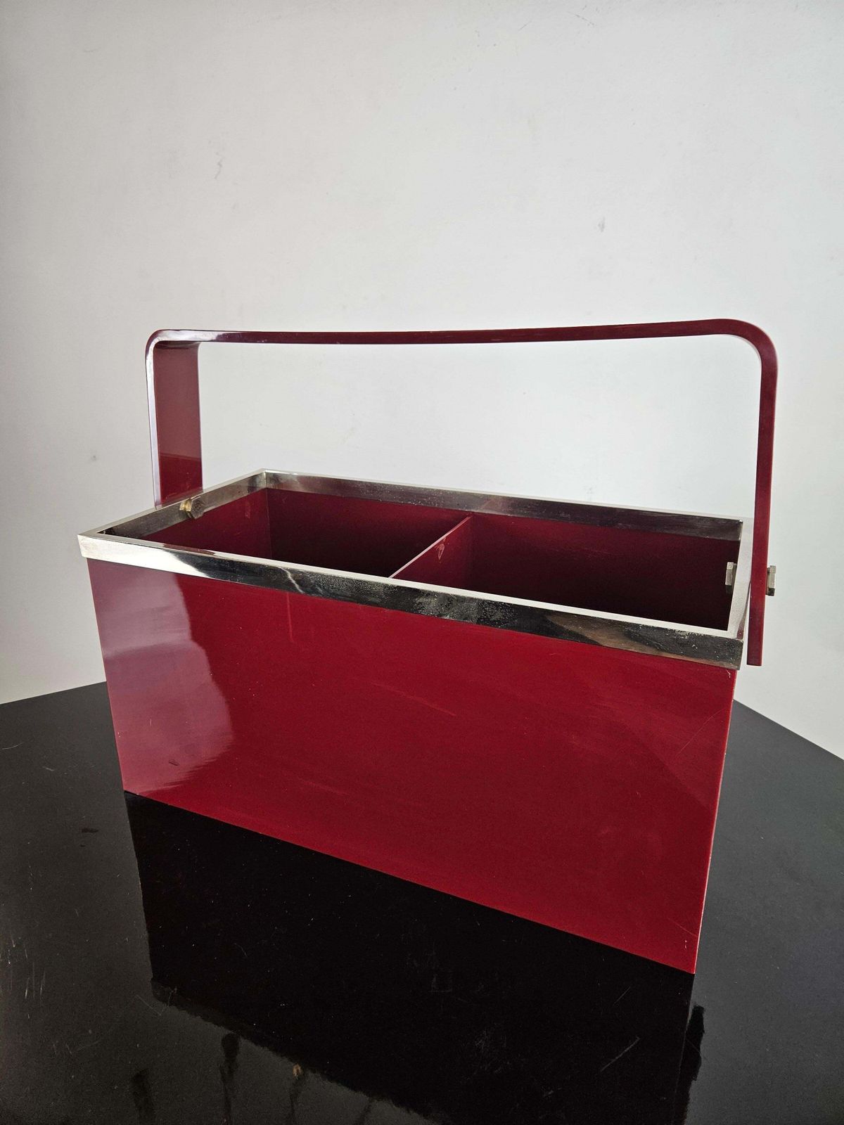 photo for sale Red Lucite Bottle Stand/Magazine Holder Italy 1960's