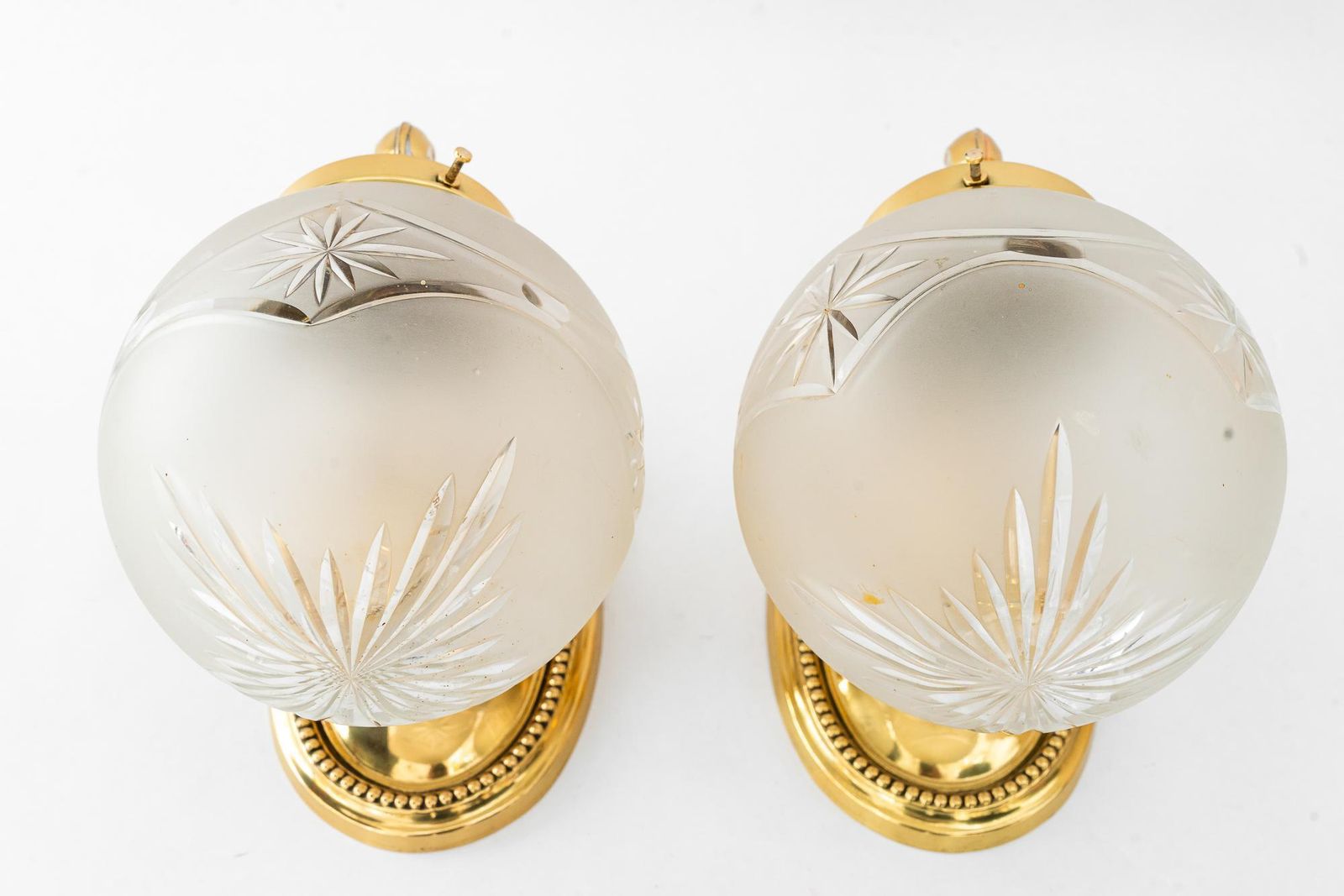 2 Historistic Wall Lamps With Cut Glass Shades Vienna Around 1890s photo buy