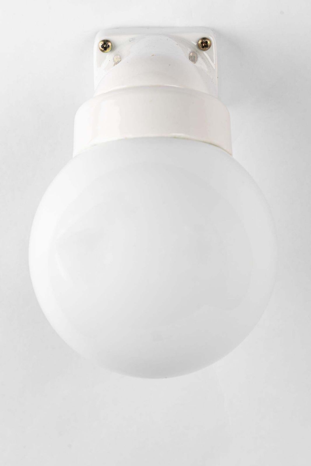 Bauhaus Porcelain Wall Lamp With Opal Glass Shade Germany Around 1920s photo for sale