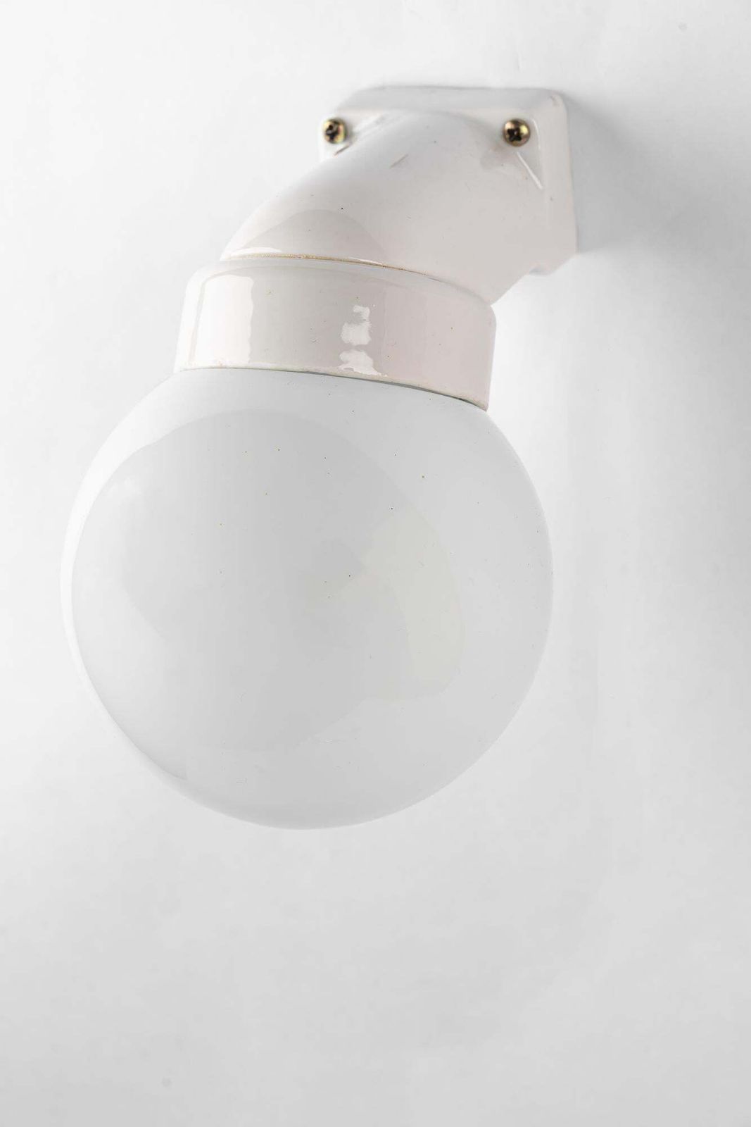 Bauhaus Porcelain Wall Lamp With Opal Glass Shade Germany Around 1920s photo vintage