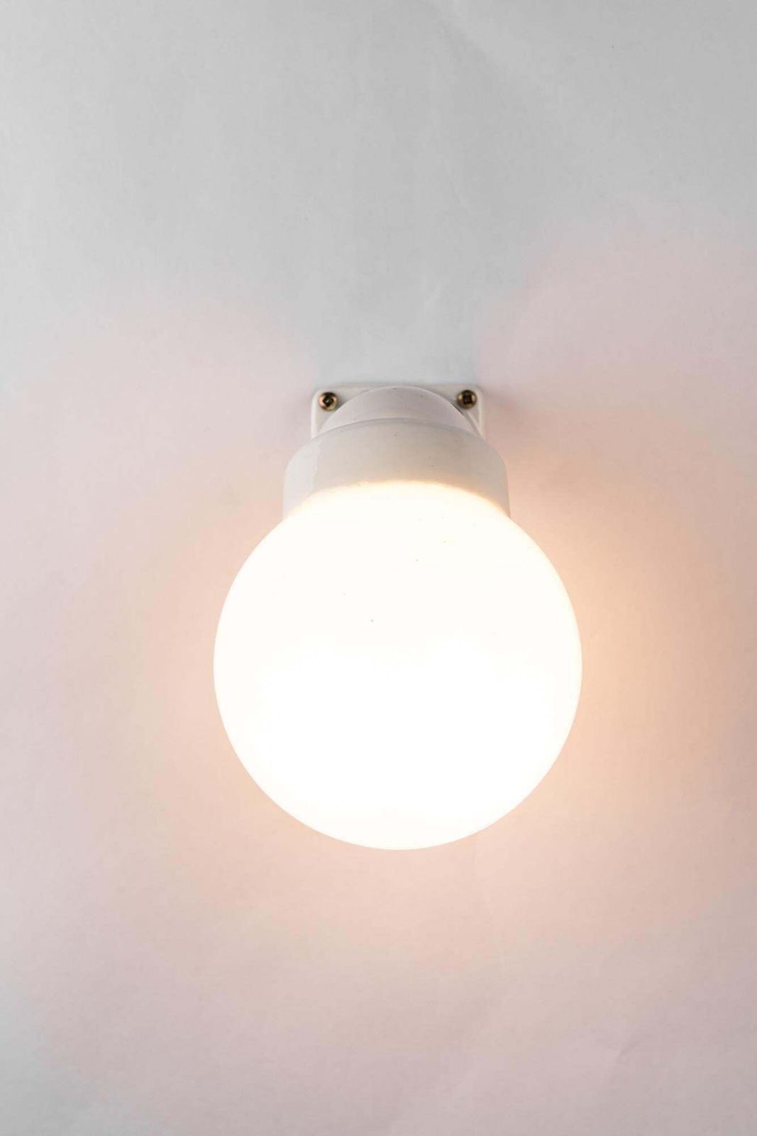 193.0 Bauhaus Porcelain Wall Lamp With Opal Glass Shade Germany Around 1920s photo