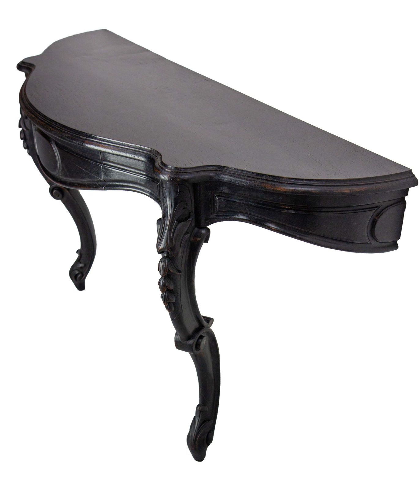Antique French Black Patinated Wood Wall Mounted Entry Hall Console Circa 1880 photo Furniture